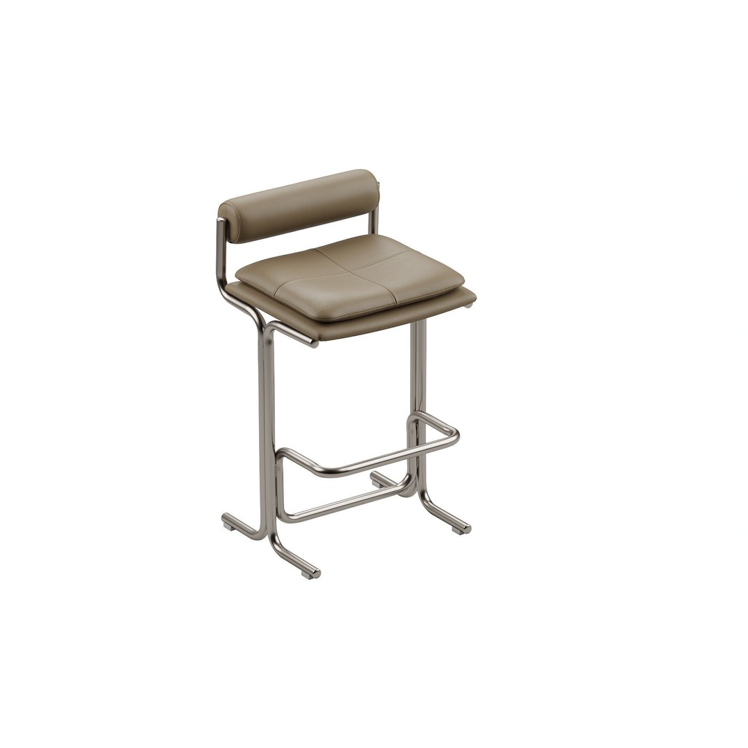 Bolster Bar Stool 3D Model – Contemporary Chair with PBR Textures - View 3
