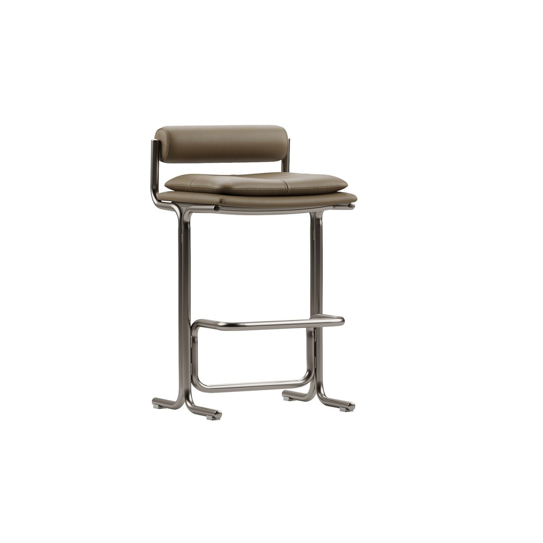Bolster Bar Stool 3D Model – Contemporary Chair with PBR Textures - View 5