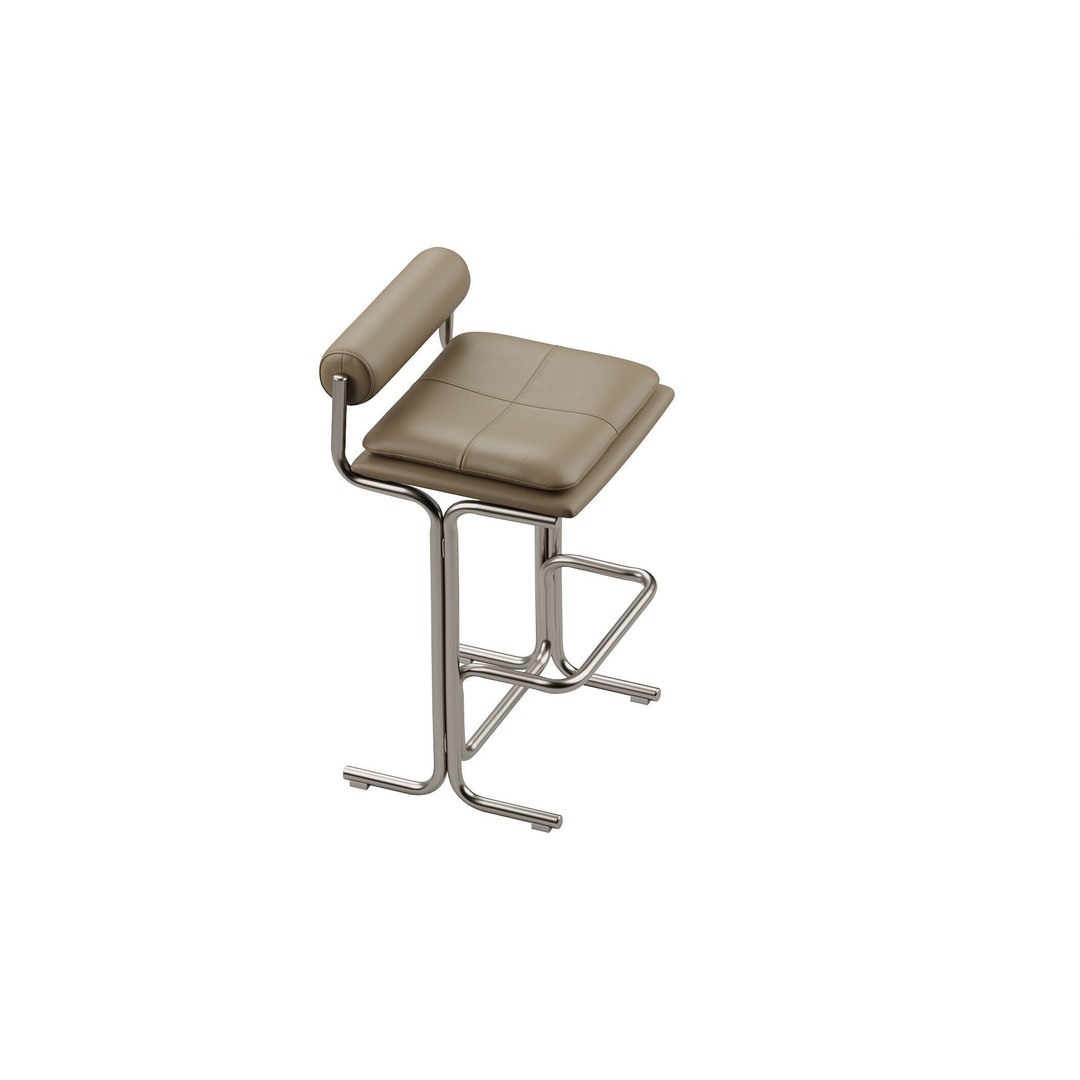 Bolster Bar Stool 3D Model – Contemporary Chair with PBR Textures - View 7