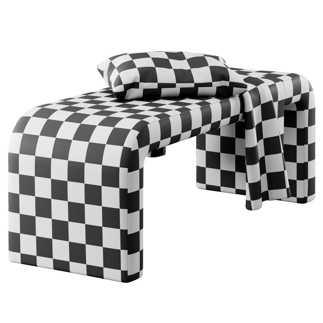 Waterfall Bench 3D Model – Modern Scandinavian Design, FBX