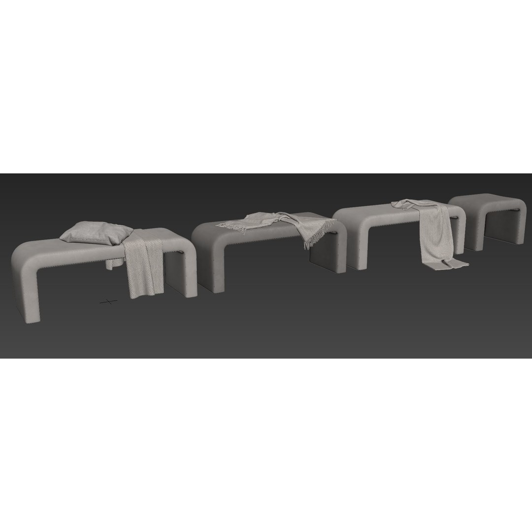 Waterfall Bench 3D Model – Modern Scandinavian Design, FBX - View 11