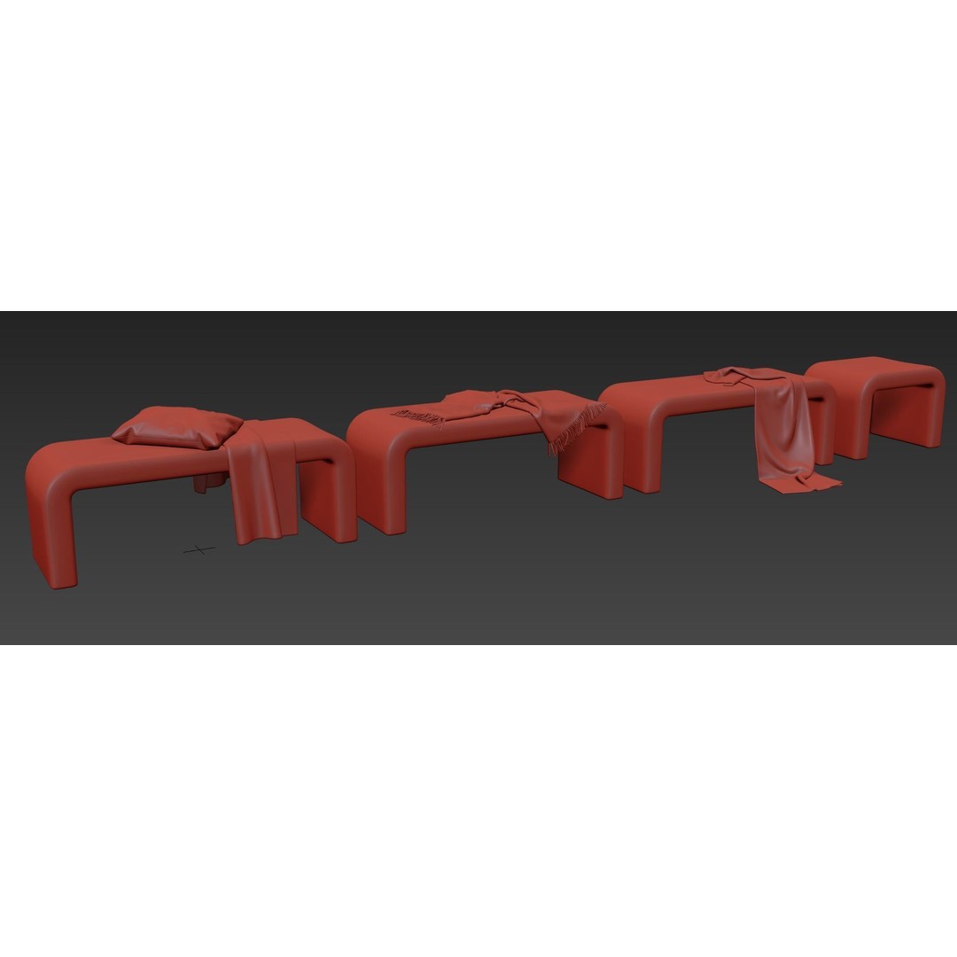 Waterfall Bench 3D Model – Modern Scandinavian Design, FBX - View 12