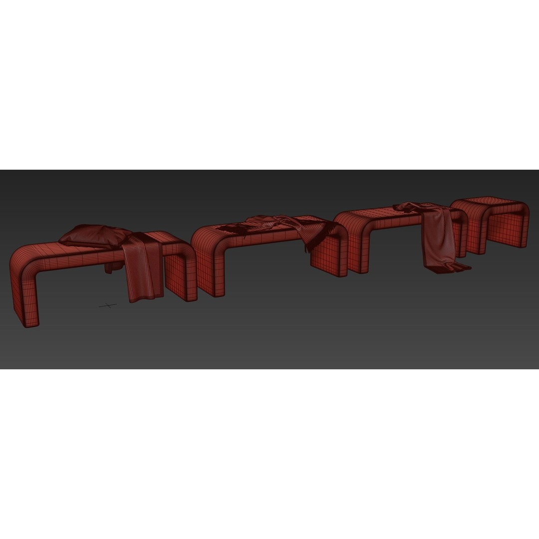 Waterfall Bench 3D Model – Modern Scandinavian Design, FBX - View 13