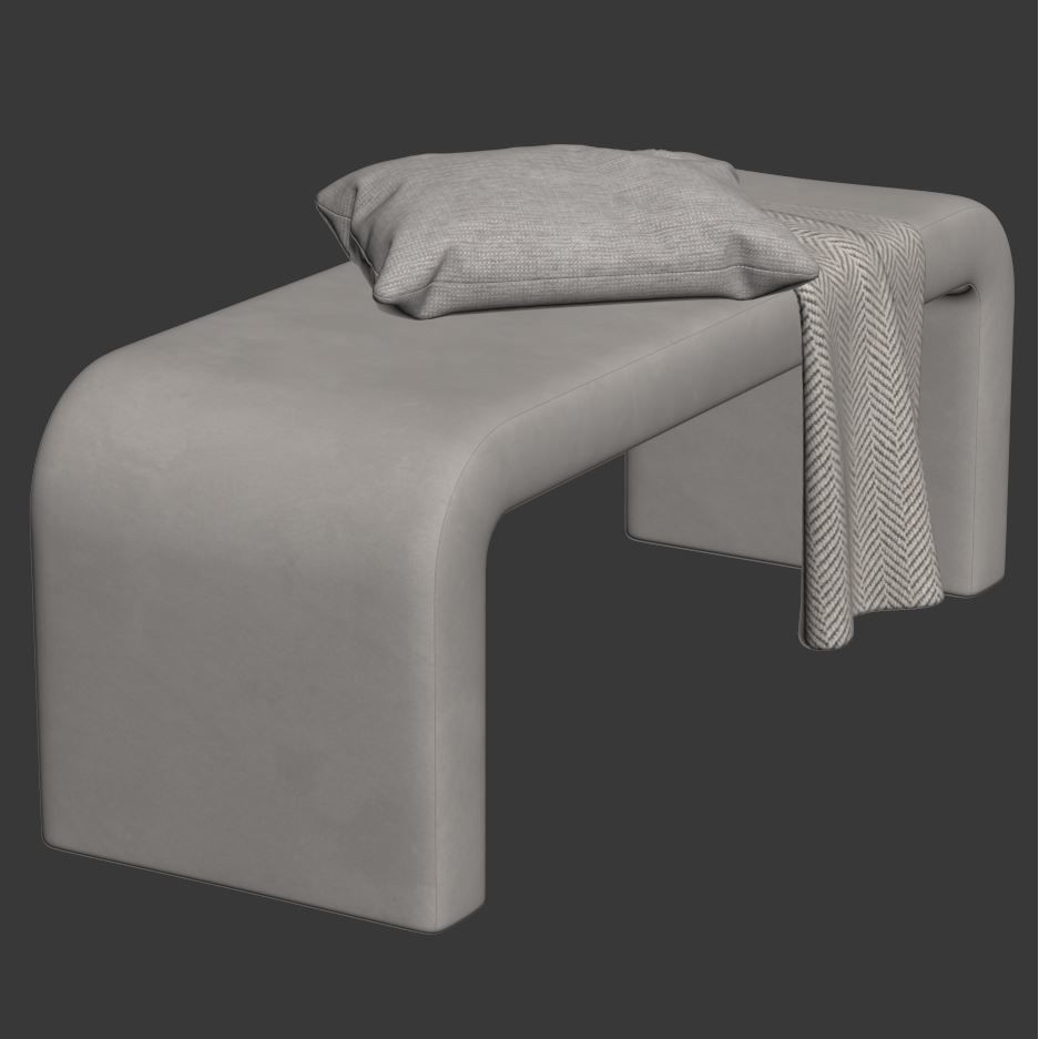 Waterfall Bench 3D Model – Modern Scandinavian Design, FBX - View 17