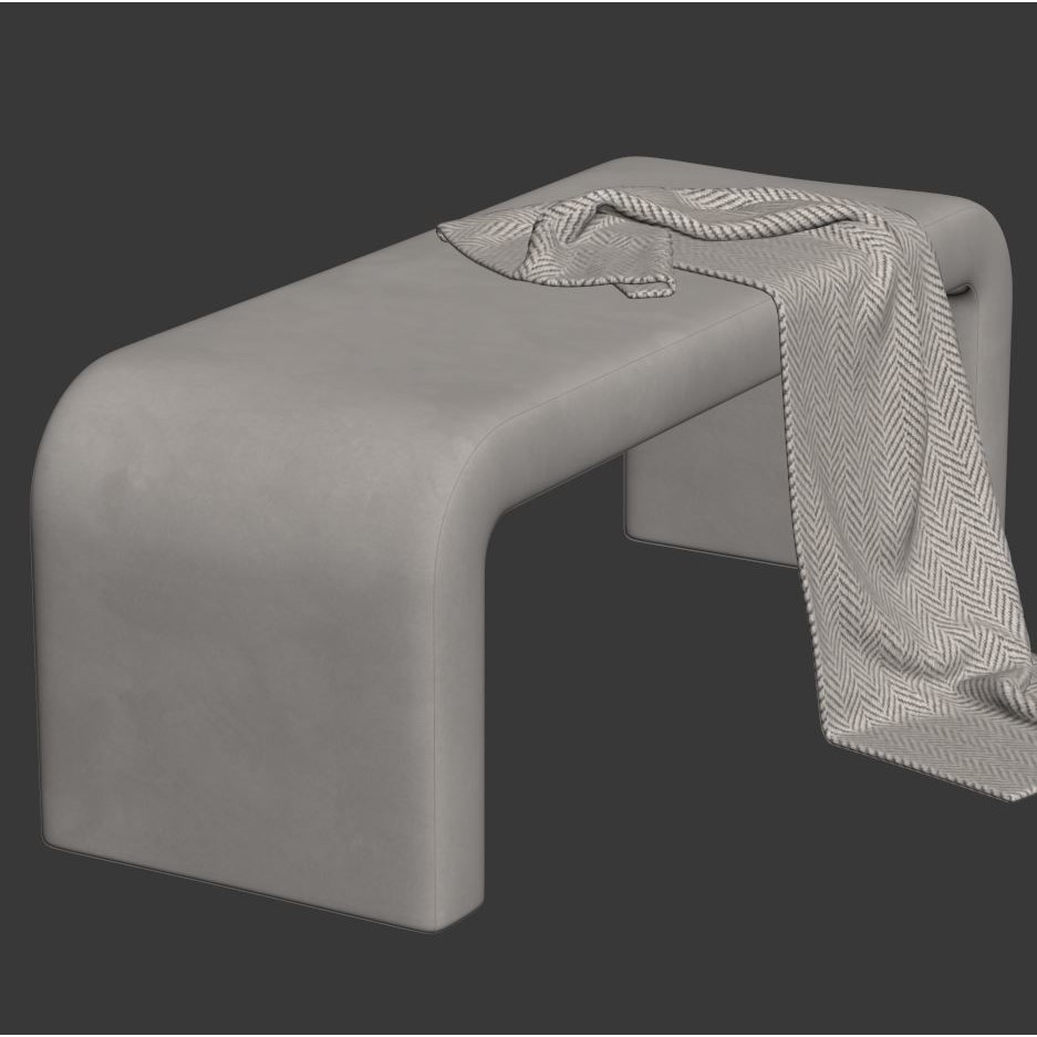 Waterfall Bench 3D Model – Modern Scandinavian Design, FBX - View 19