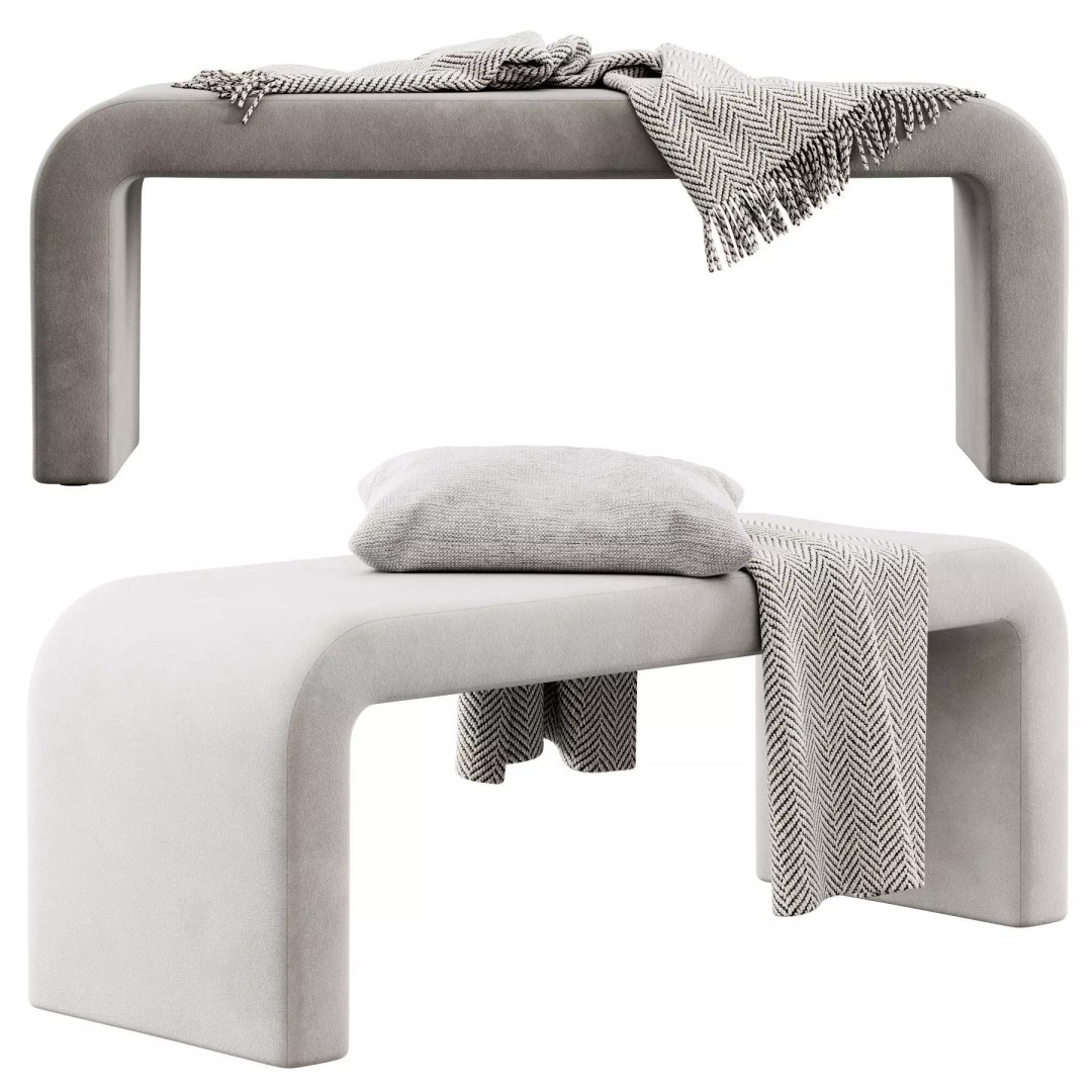 Waterfall Bench 3D Model – Modern Scandinavian Design, FBX - View 2