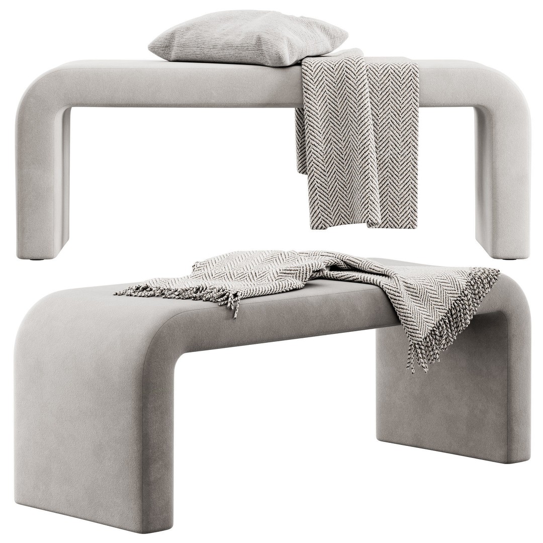 Waterfall Bench 3D Model – Modern Scandinavian Design, FBX - View 3