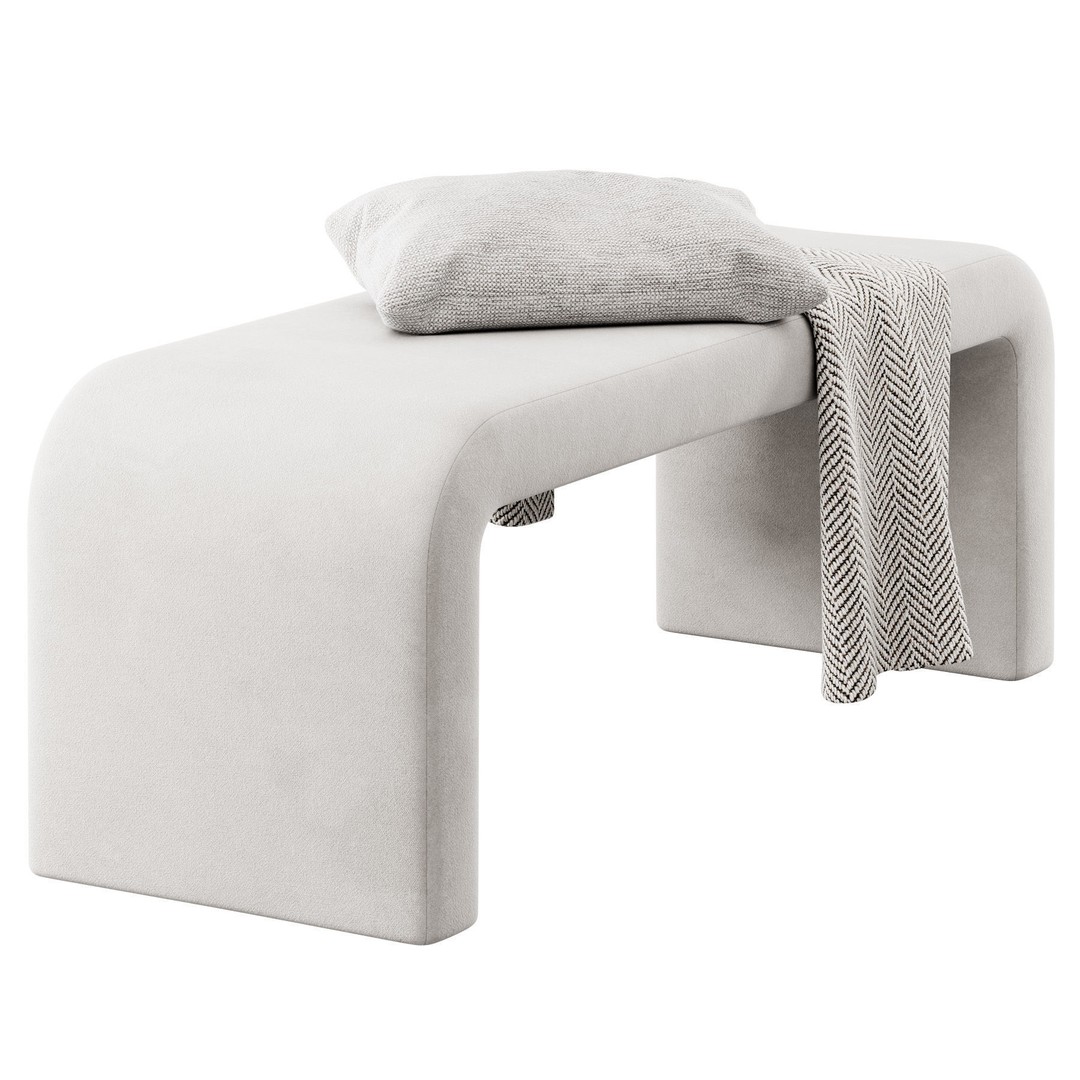 Waterfall Bench 3D Model – Modern Scandinavian Design, FBX - View 6