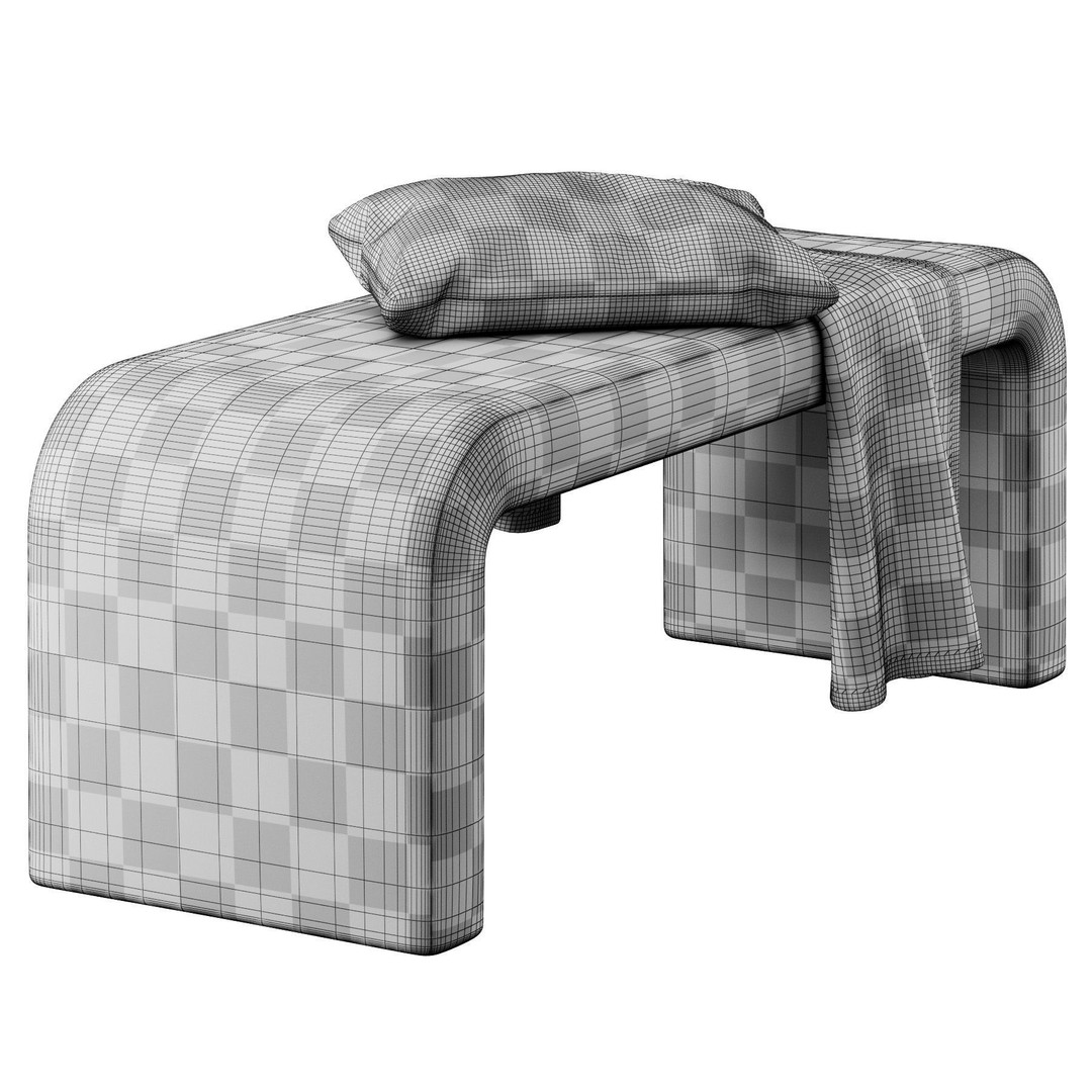 Waterfall Bench 3D Model – Modern Scandinavian Design, FBX - View 7