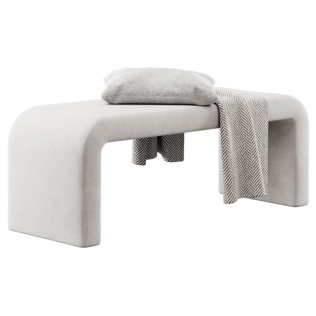 Waterfall Bench 3D Model – Modern Scandinavian Design, FBX - View 9
