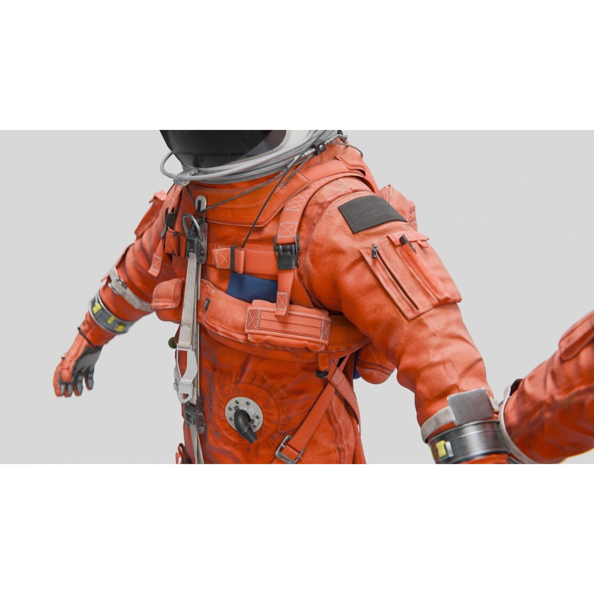 Orange ACES Spacesuit - Low-Poly Game-Ready 3D Model - View 13