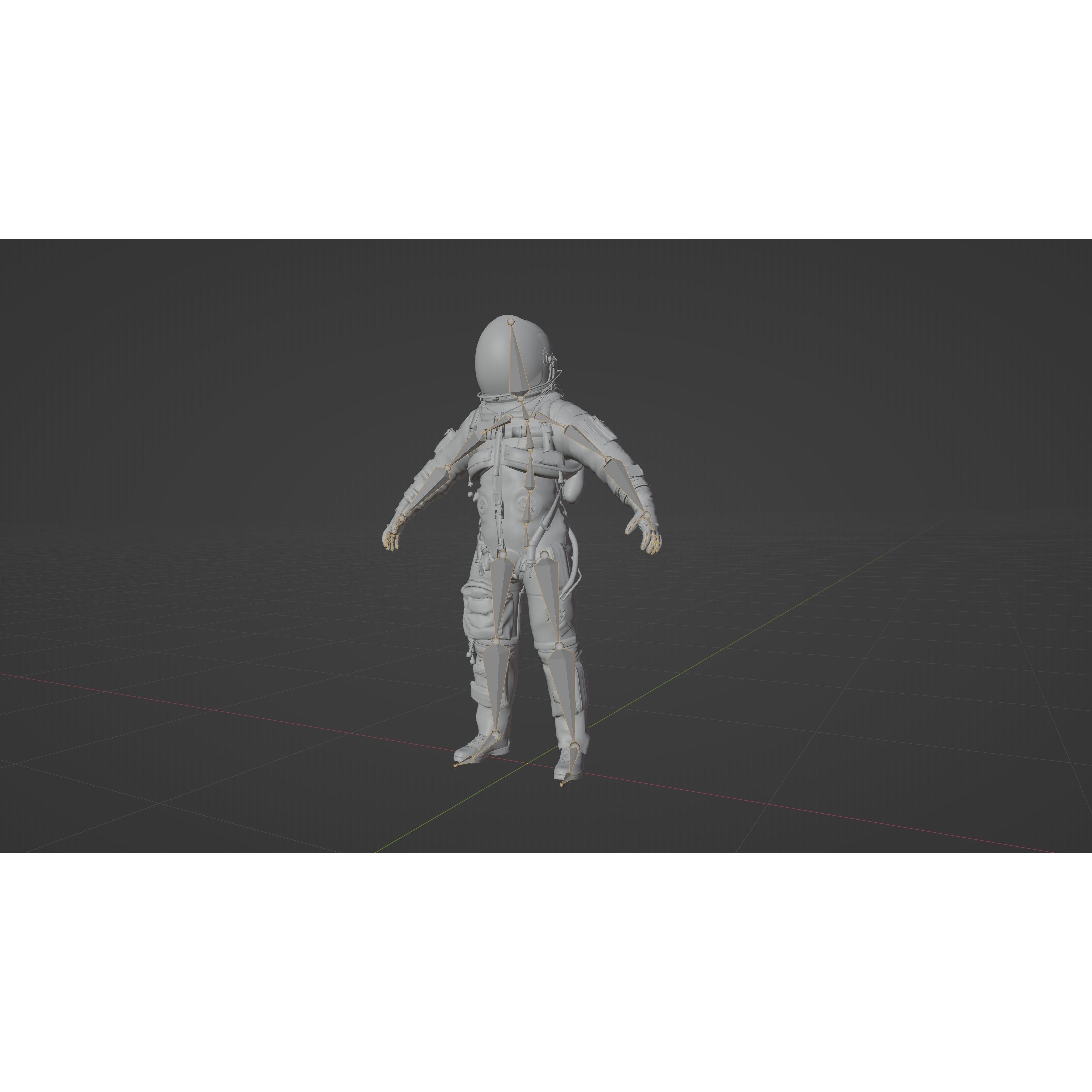 Orange ACES Spacesuit - Low-Poly Game-Ready 3D Model - View 15