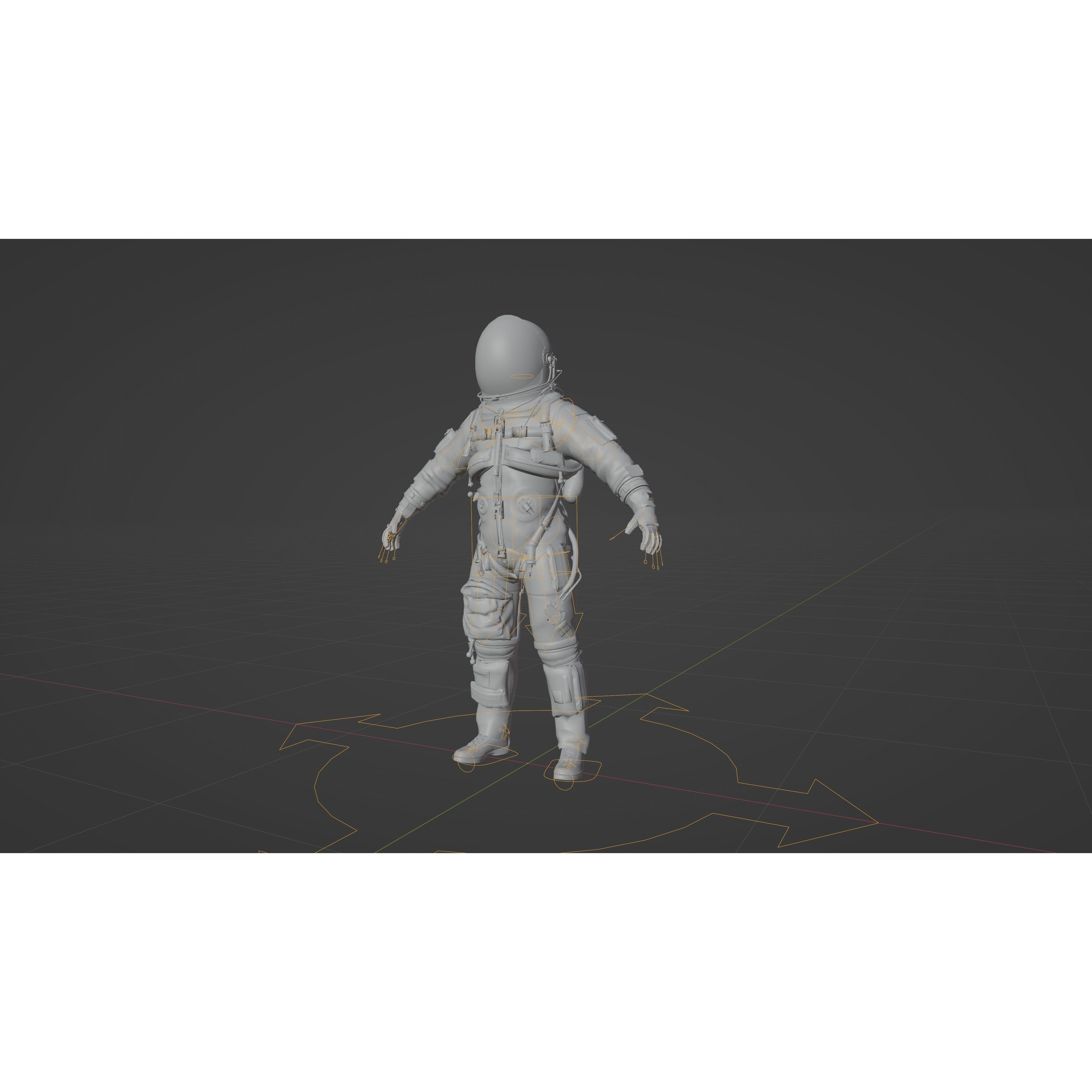 Orange ACES Spacesuit - Low-Poly Game-Ready 3D Model - View 16
