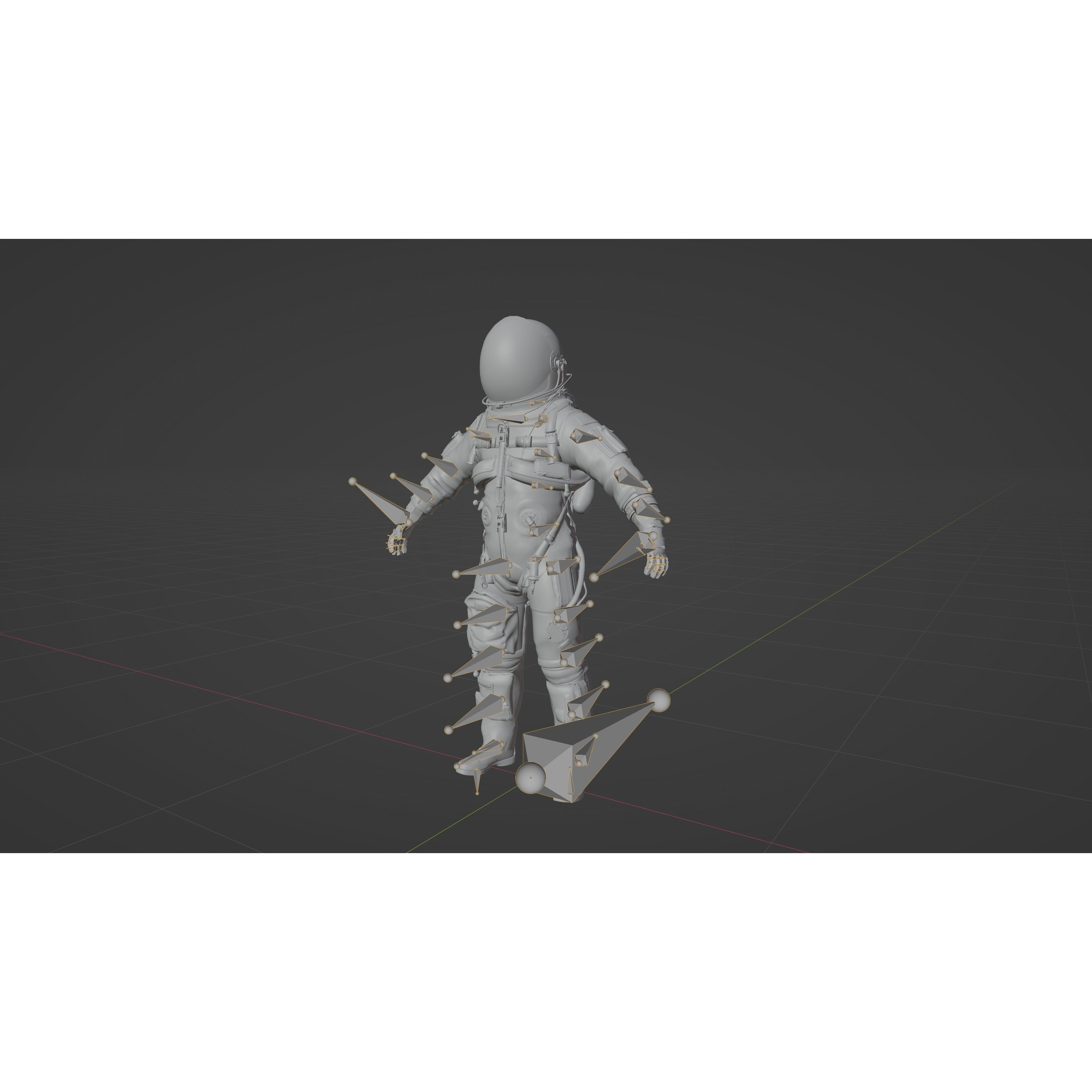 Orange ACES Spacesuit - Low-Poly Game-Ready 3D Model - View 17