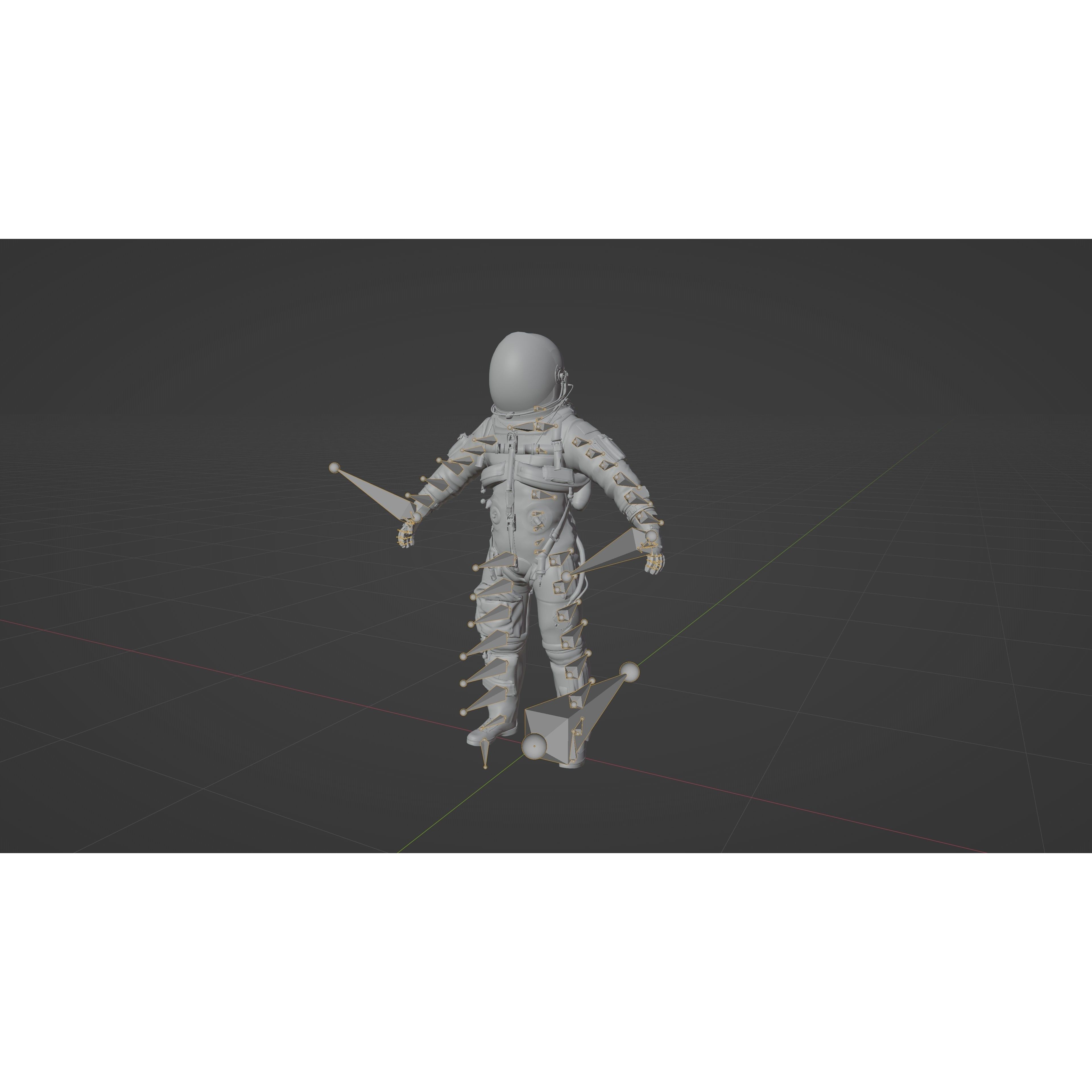 Orange ACES Spacesuit - Low-Poly Game-Ready 3D Model - View 18