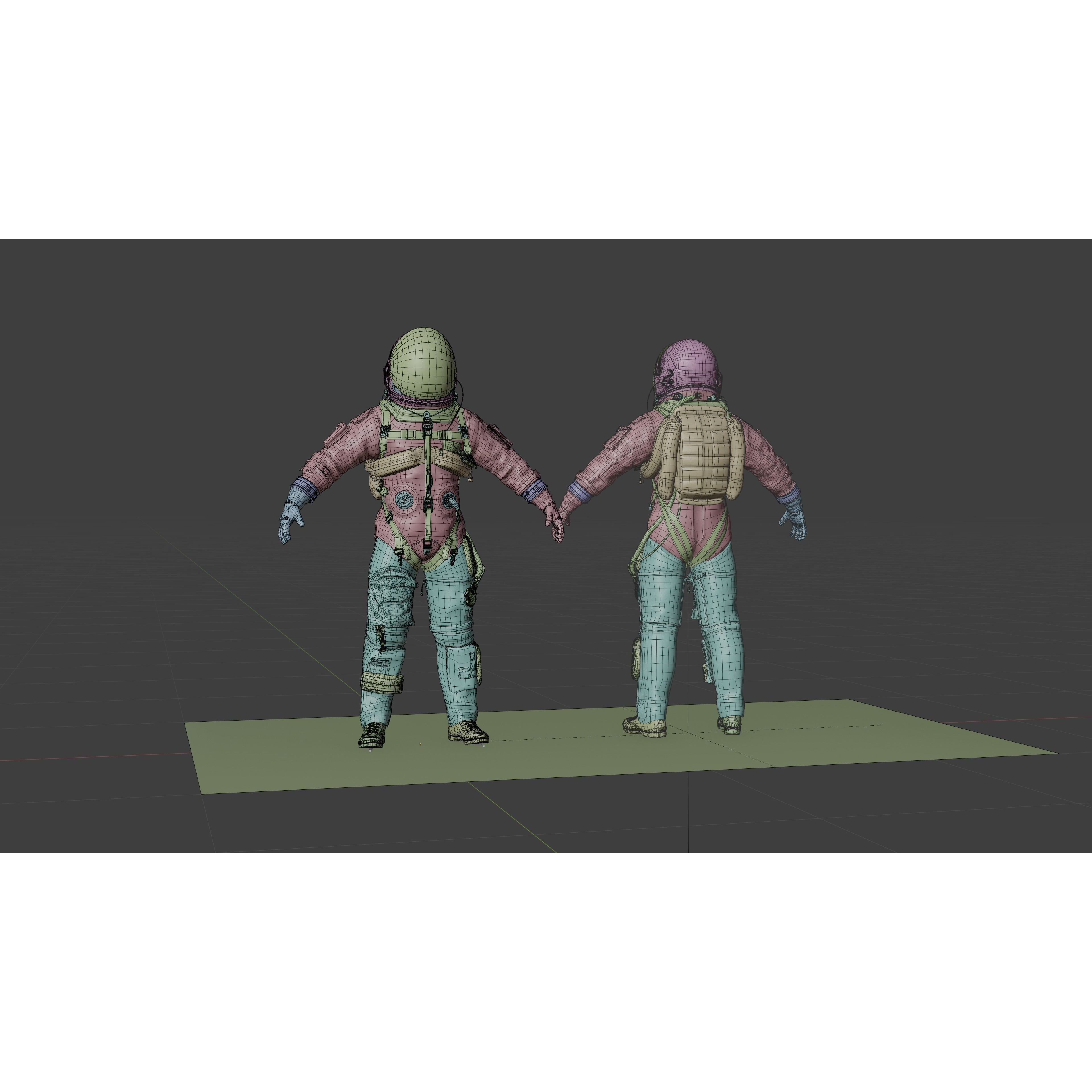 Orange ACES Spacesuit - Low-Poly Game-Ready 3D Model - View 19