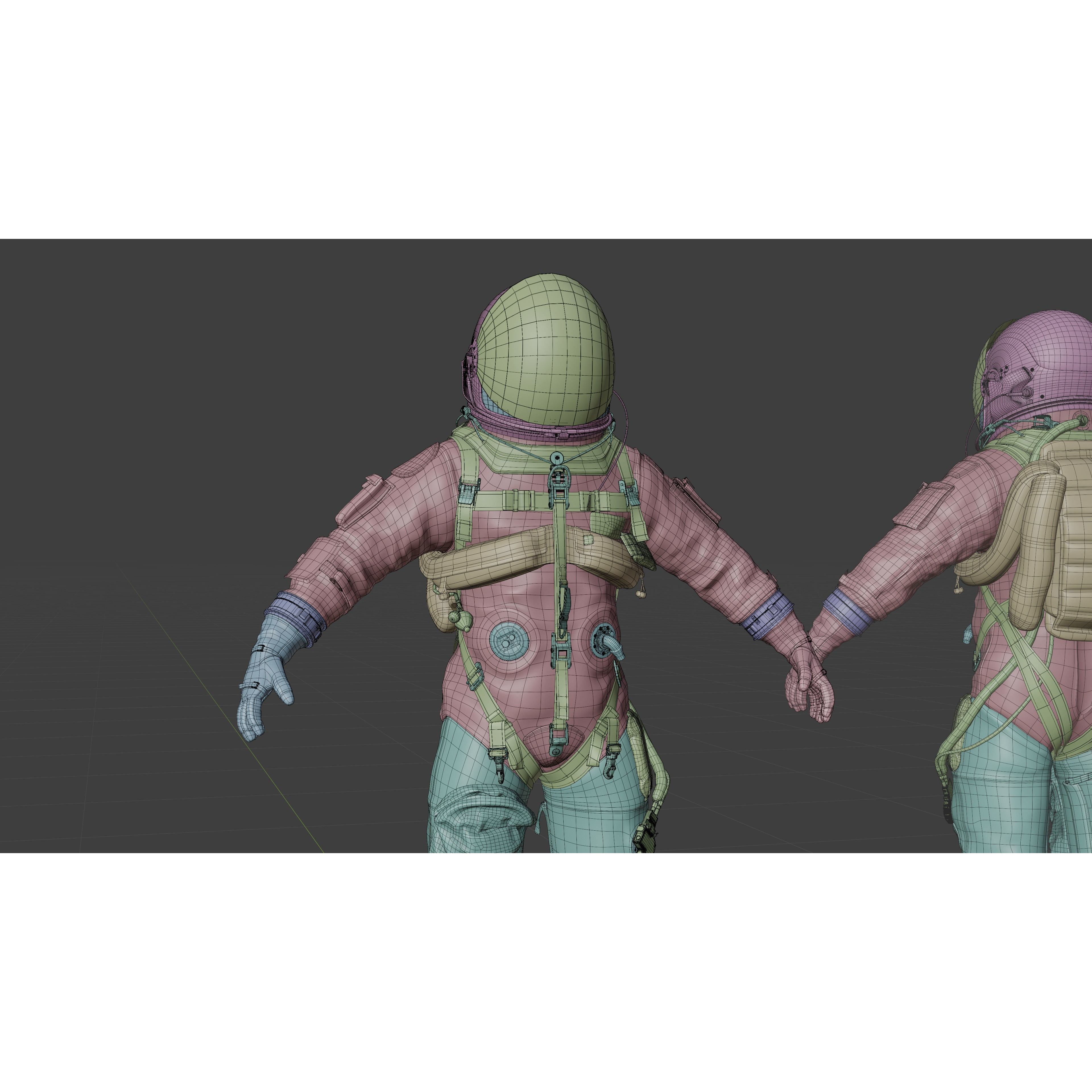 Orange ACES Spacesuit - Low-Poly Game-Ready 3D Model - View 20