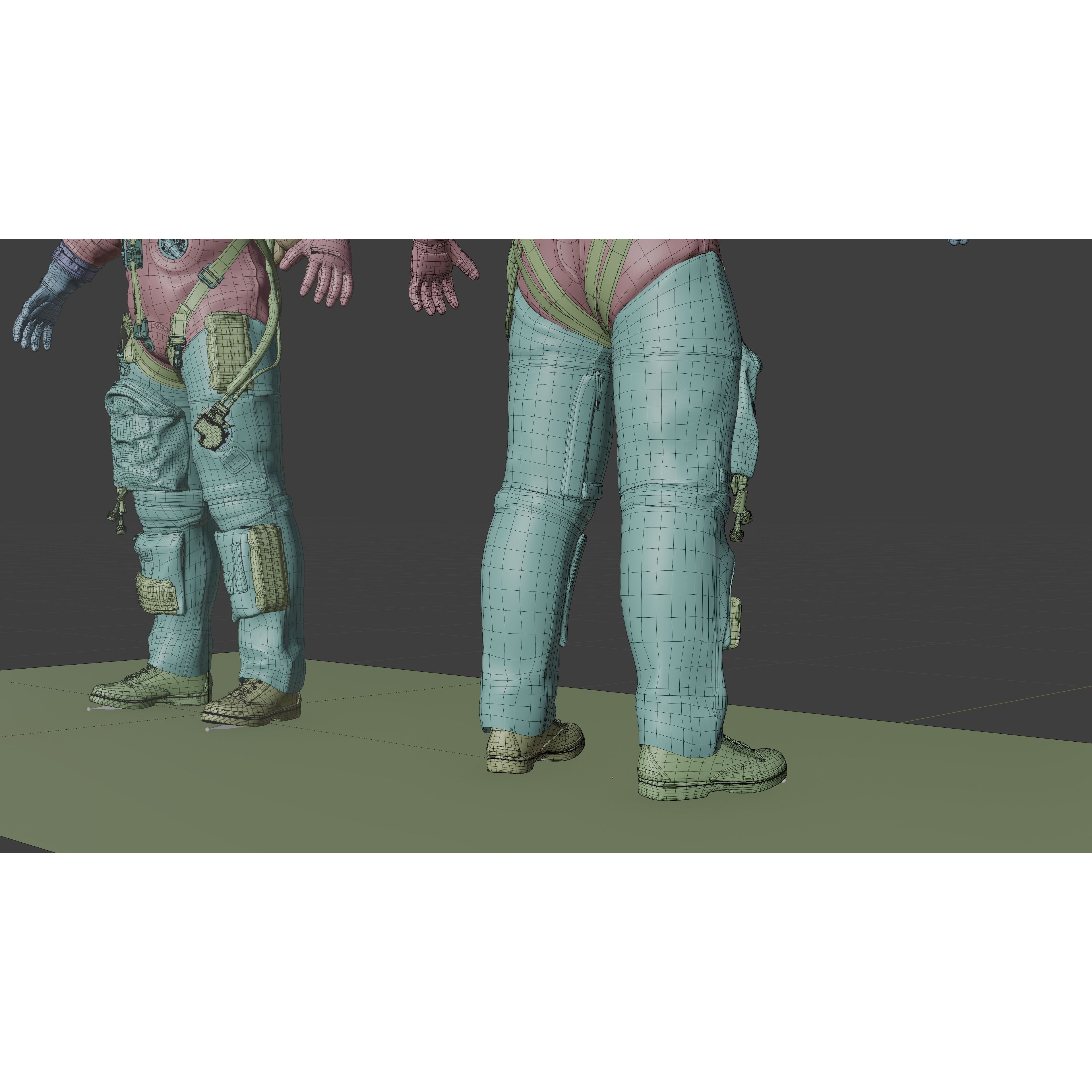 Orange ACES Spacesuit - Low-Poly Game-Ready 3D Model - View 24