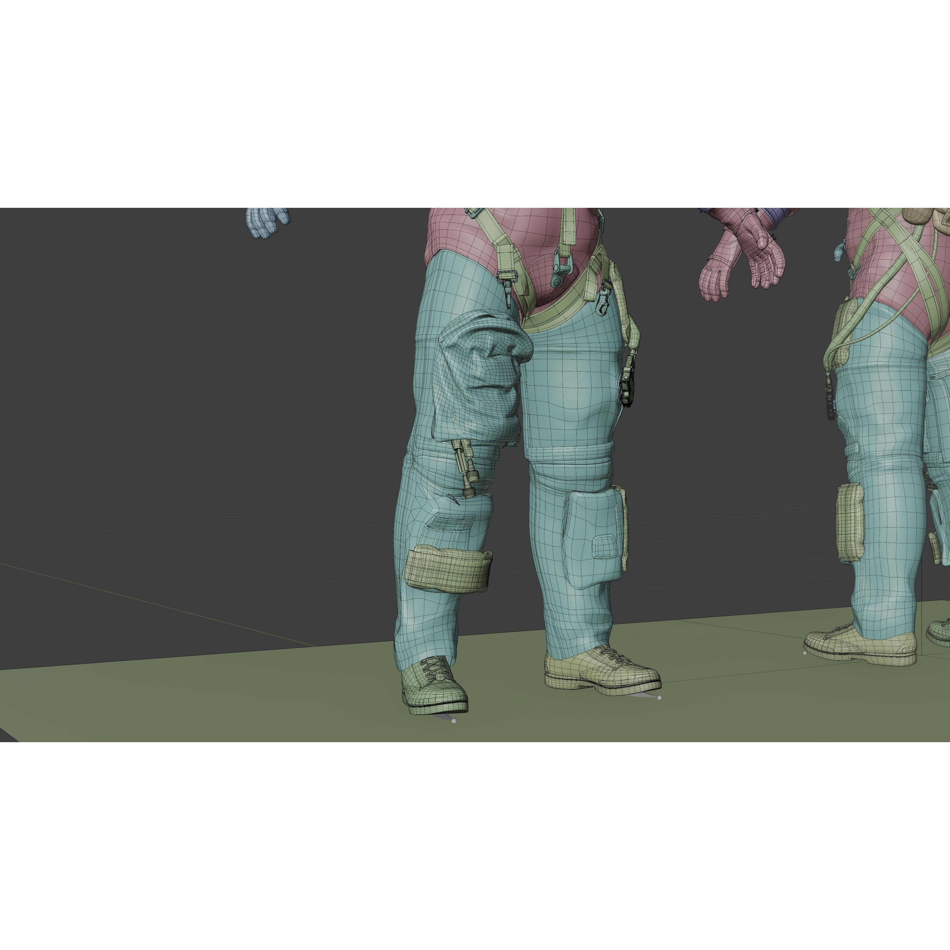 Orange ACES Spacesuit - Low-Poly Game-Ready 3D Model - View 25