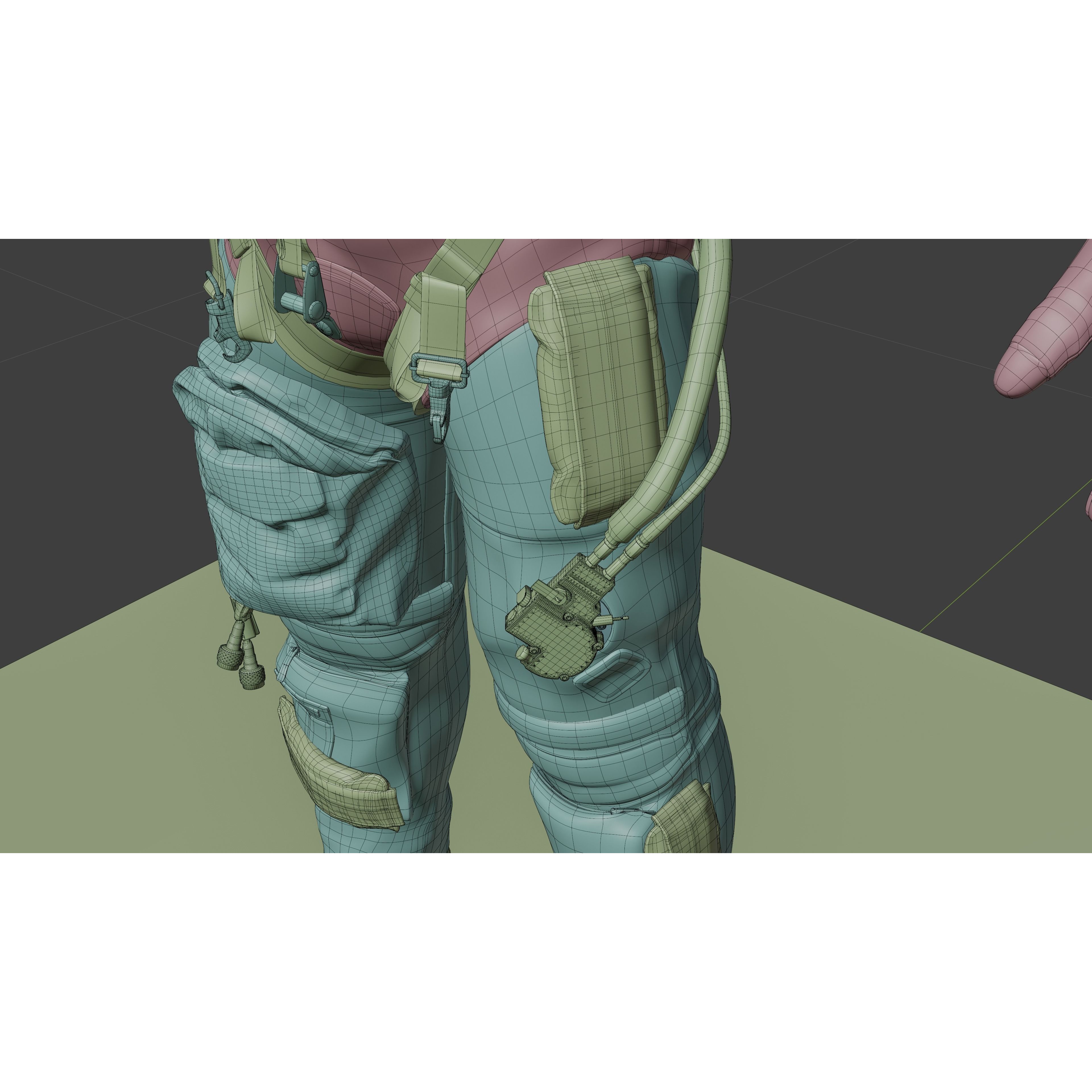 Orange ACES Spacesuit - Low-Poly Game-Ready 3D Model - View 26
