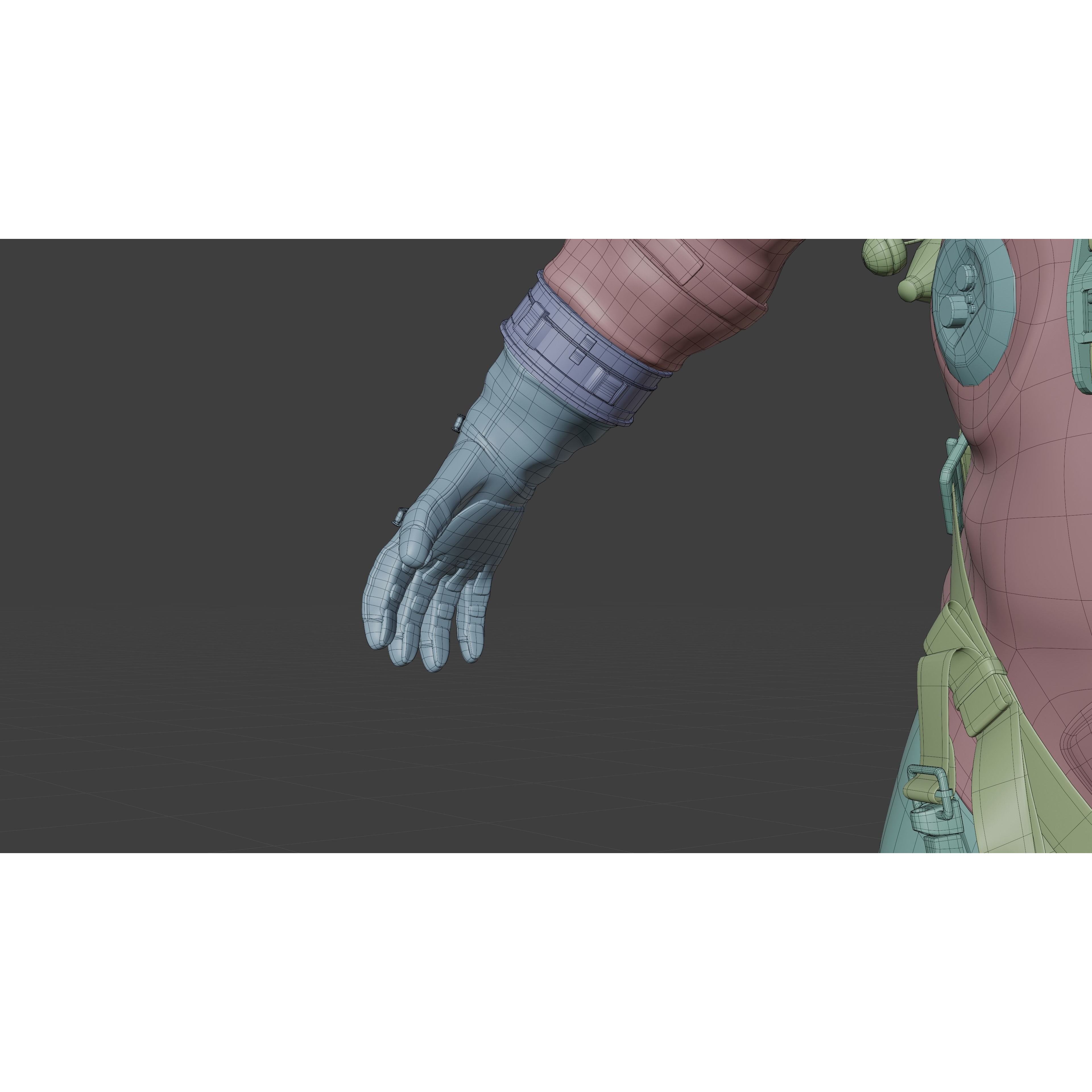 Orange ACES Spacesuit - Low-Poly Game-Ready 3D Model - View 28