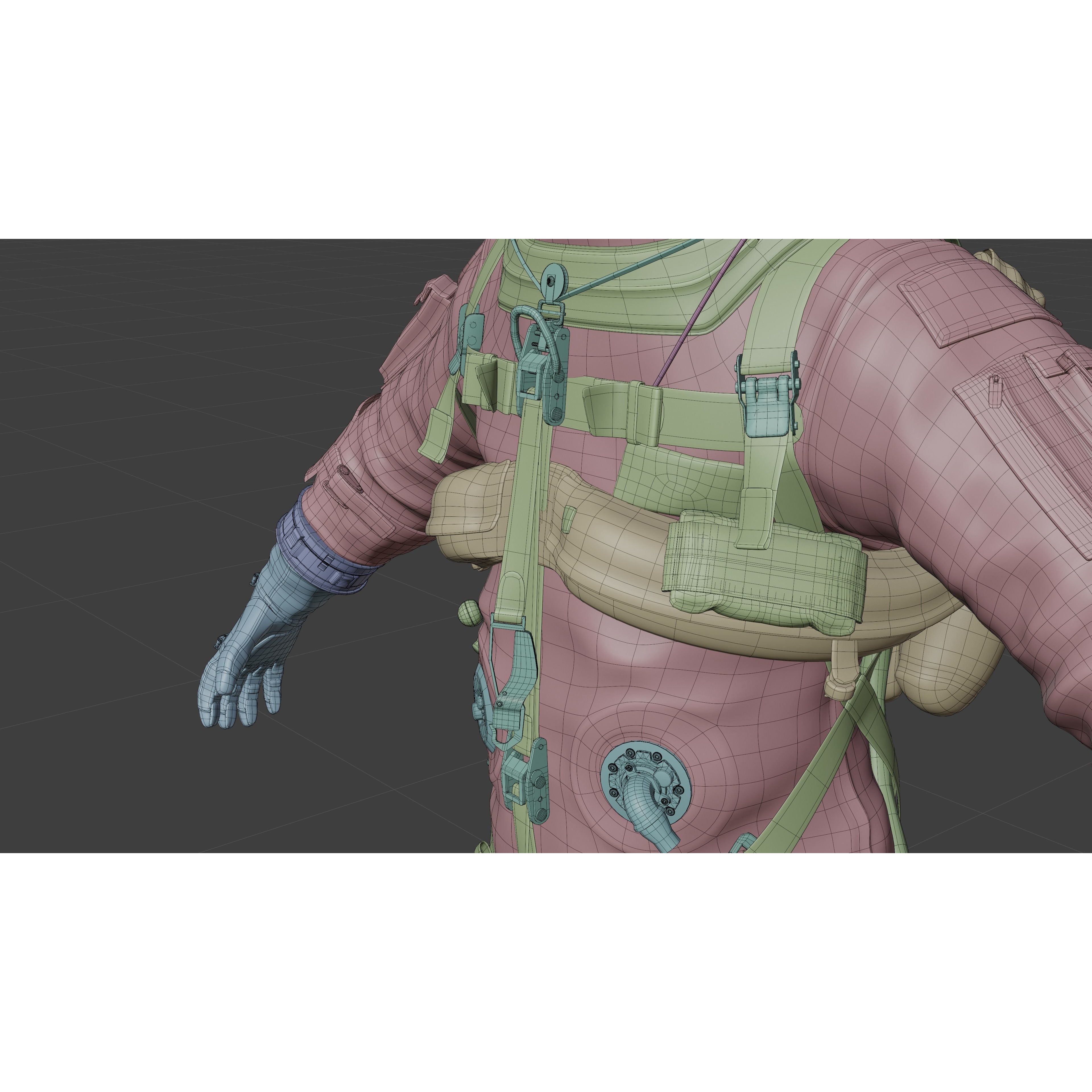 Orange ACES Spacesuit - Low-Poly Game-Ready 3D Model - View 29
