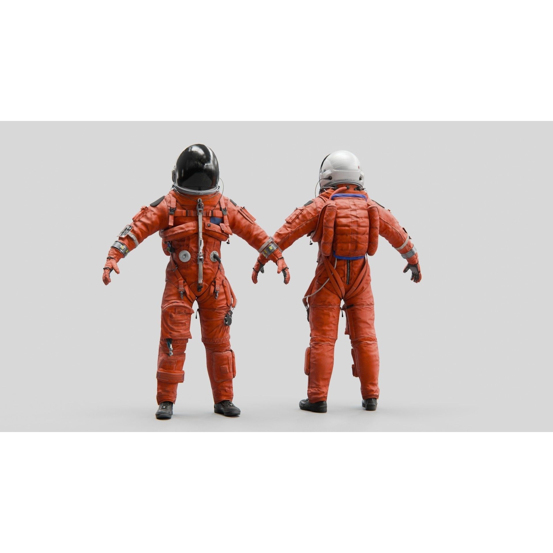 Orange ACES Spacesuit - Low-Poly Game-Ready 3D Model - View 3