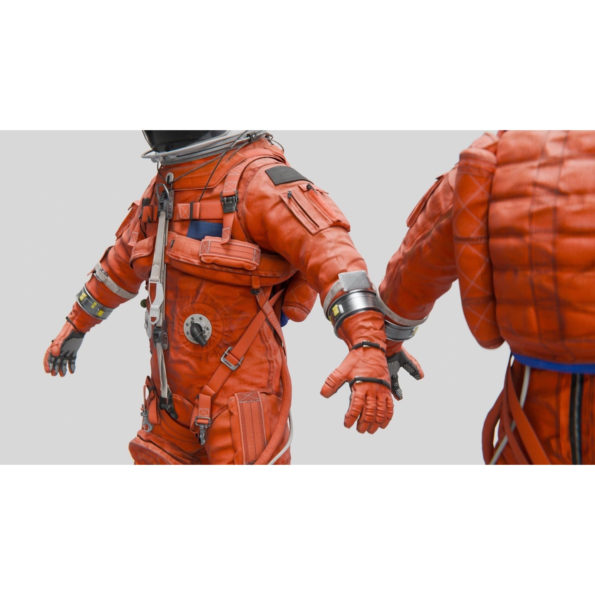 Orange ACES Spacesuit - Low-Poly Game-Ready 3D Model - View 6