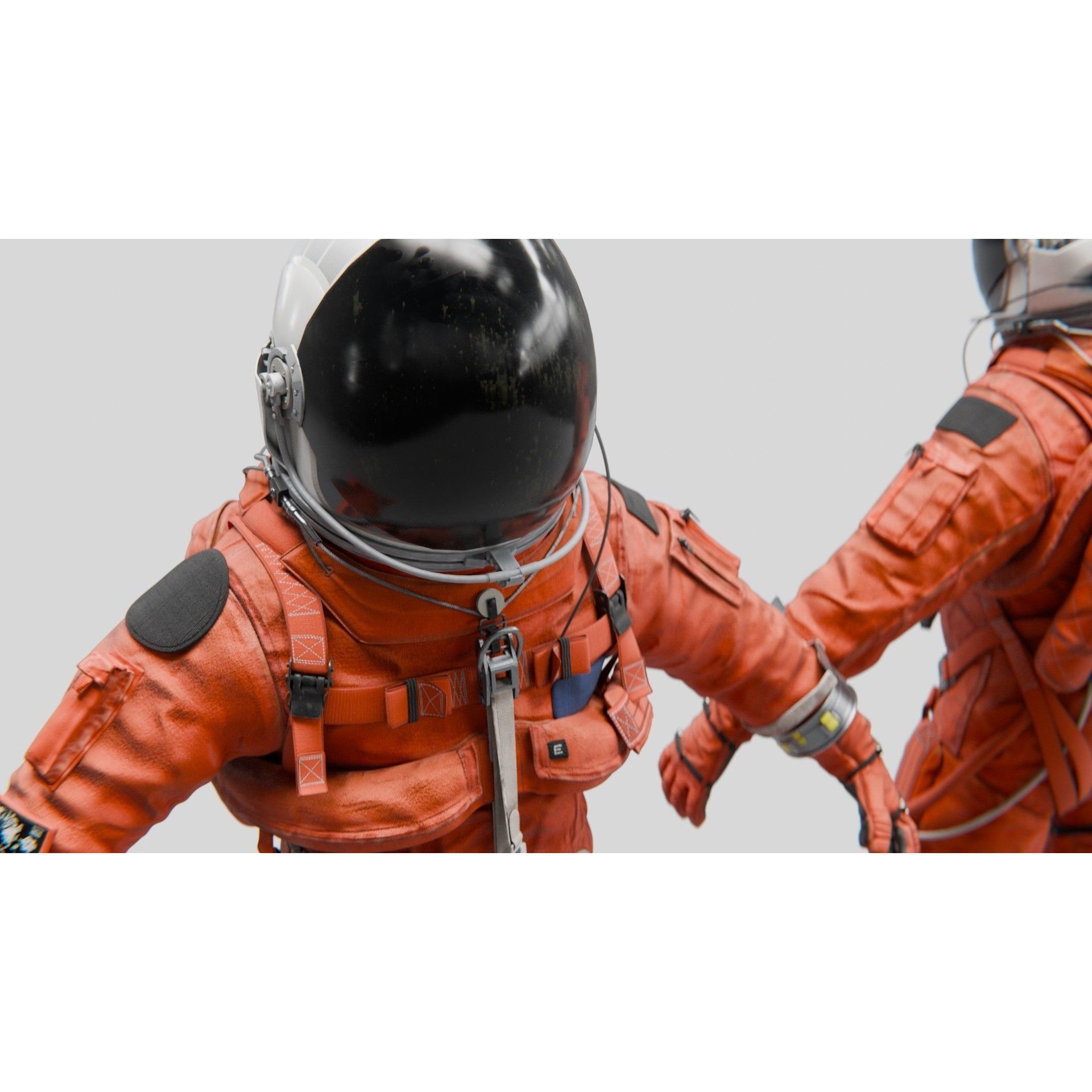 Orange ACES Spacesuit - Low-Poly Game-Ready 3D Model - View 8