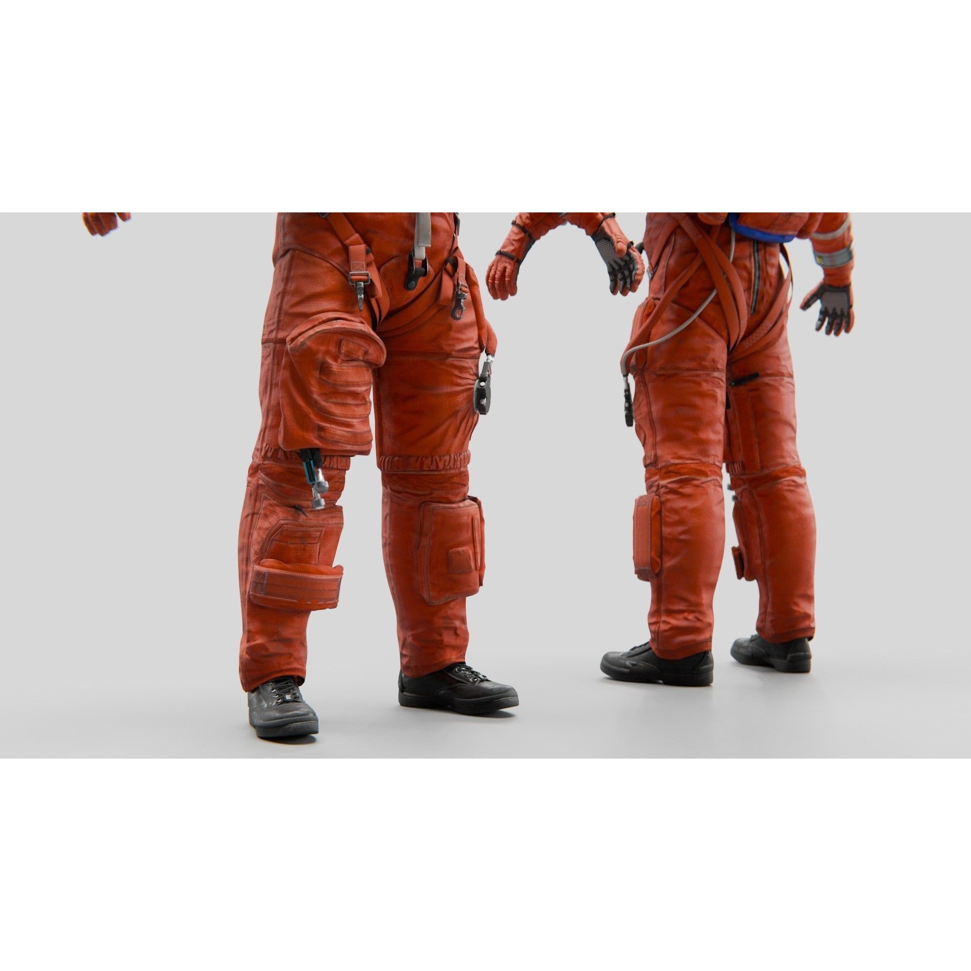 Orange ACES Spacesuit - Low-Poly Game-Ready 3D Model - View 9