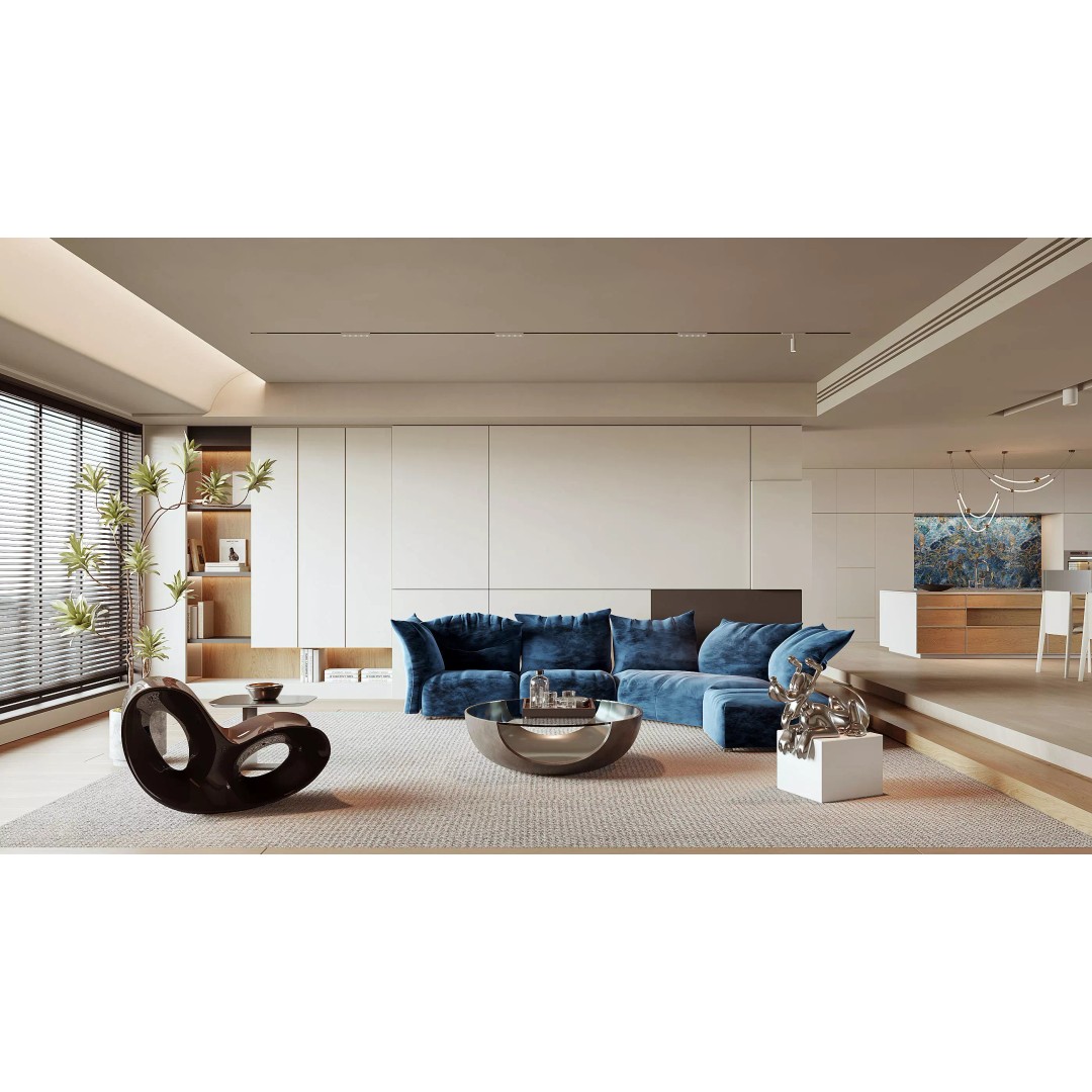 Modern Living Room 3D Model – Luxurious Interior Scene with Textures - View 2