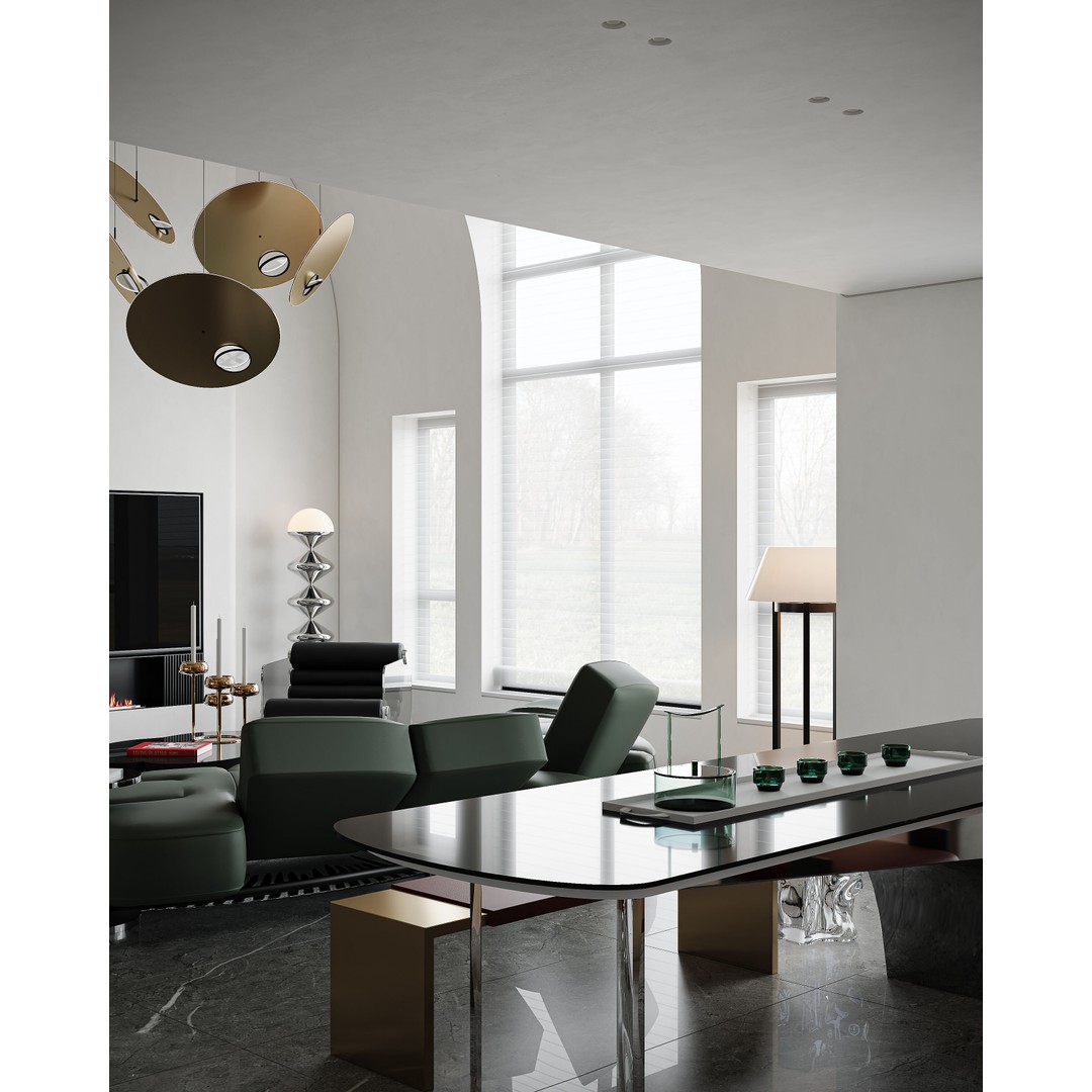Modern Living Room 3D Model – Luxurious Interior Scene, FBX