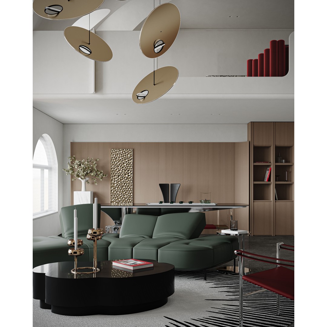 Modern Living Room 3D Model – Luxurious Interior Scene, FBX - View 10