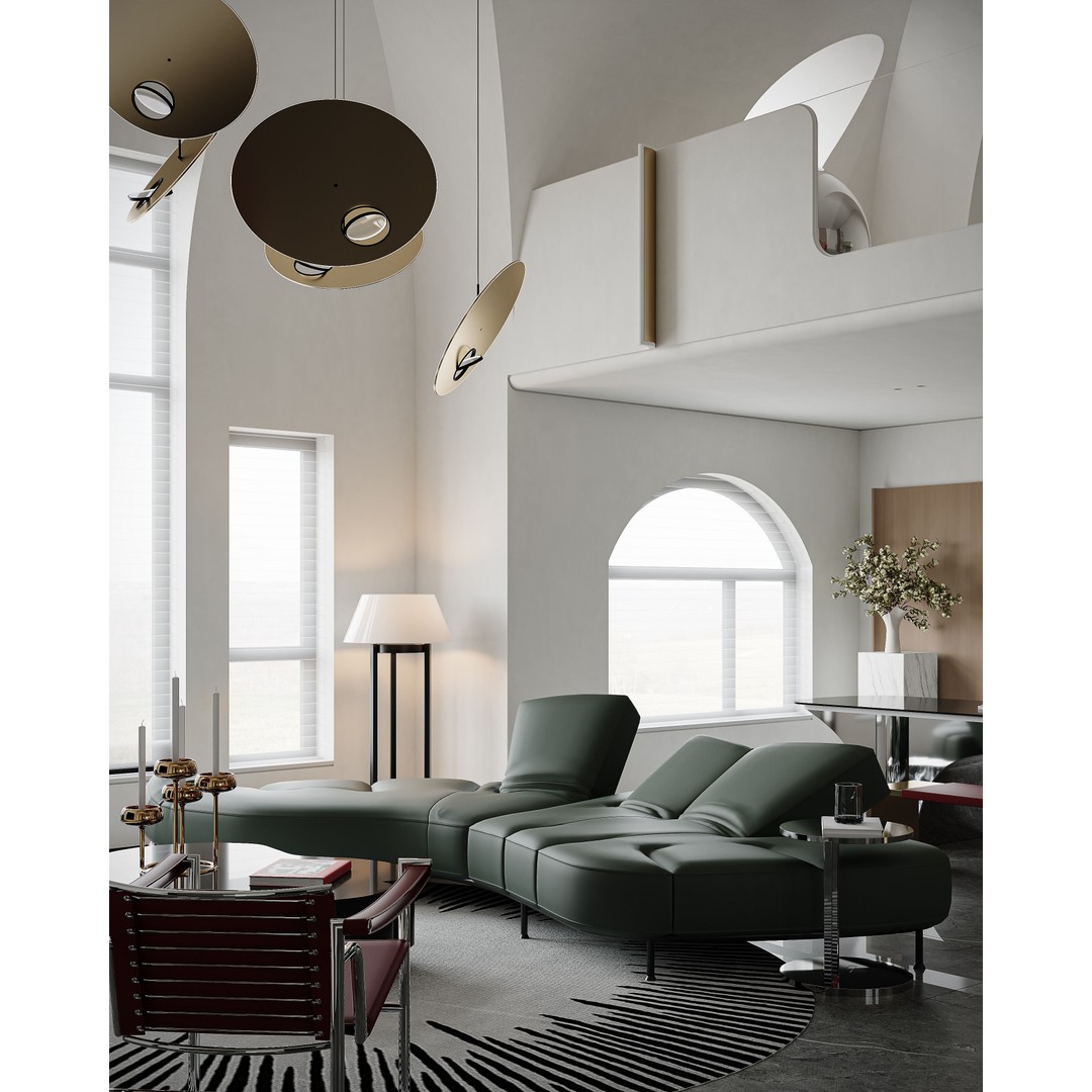 Modern Living Room 3D Model – Luxurious Interior Scene, FBX - View 12