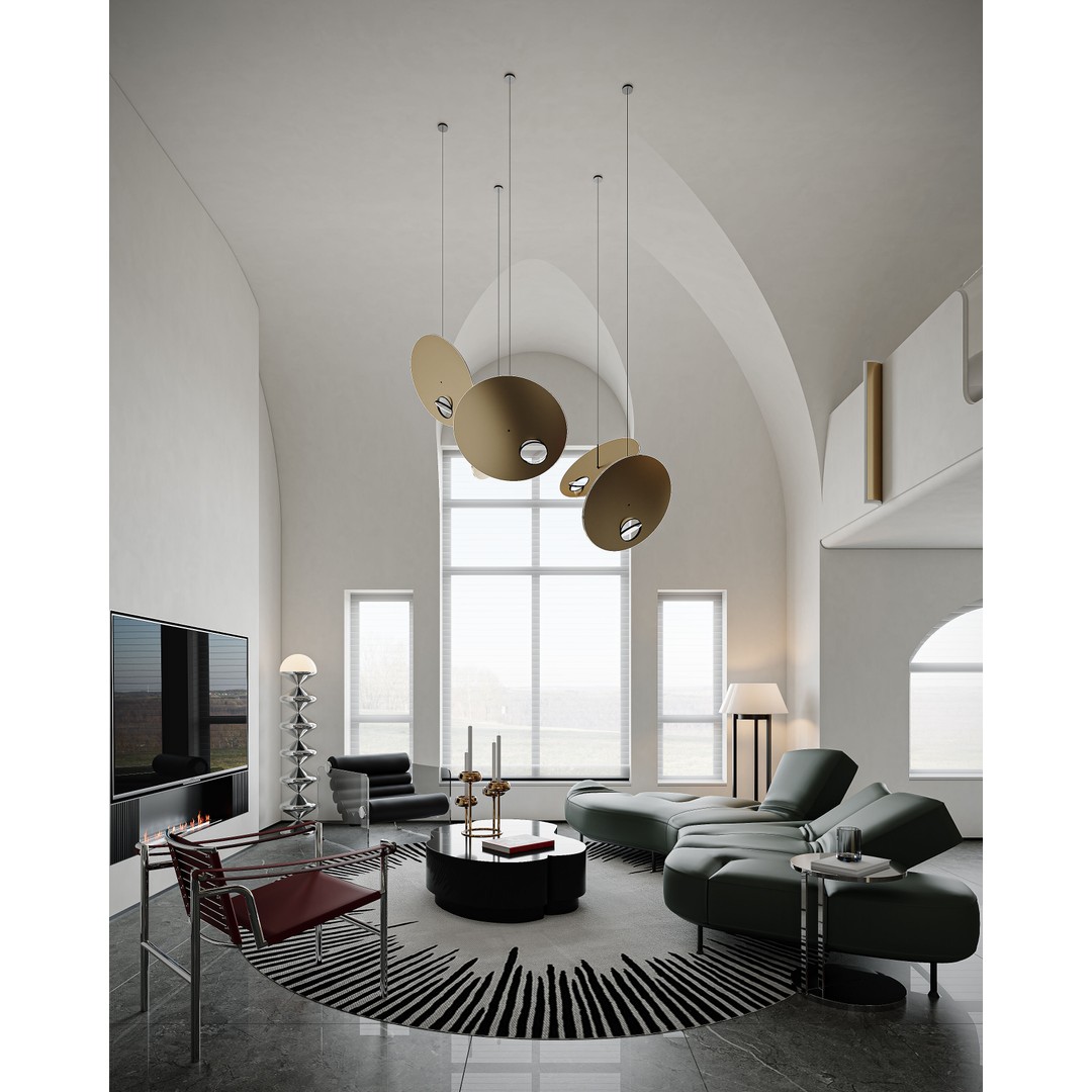 Modern Living Room 3D Model – Luxurious Interior Scene, FBX - View 3