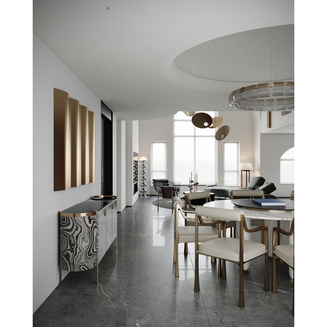 Modern Living Room 3D Model – Luxurious Interior Scene, FBX - View 6