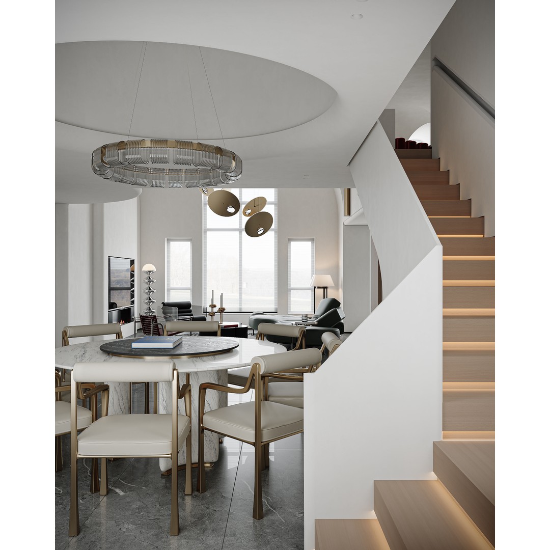 Modern Living Room 3D Model – Luxurious Interior Scene, FBX - View 7
