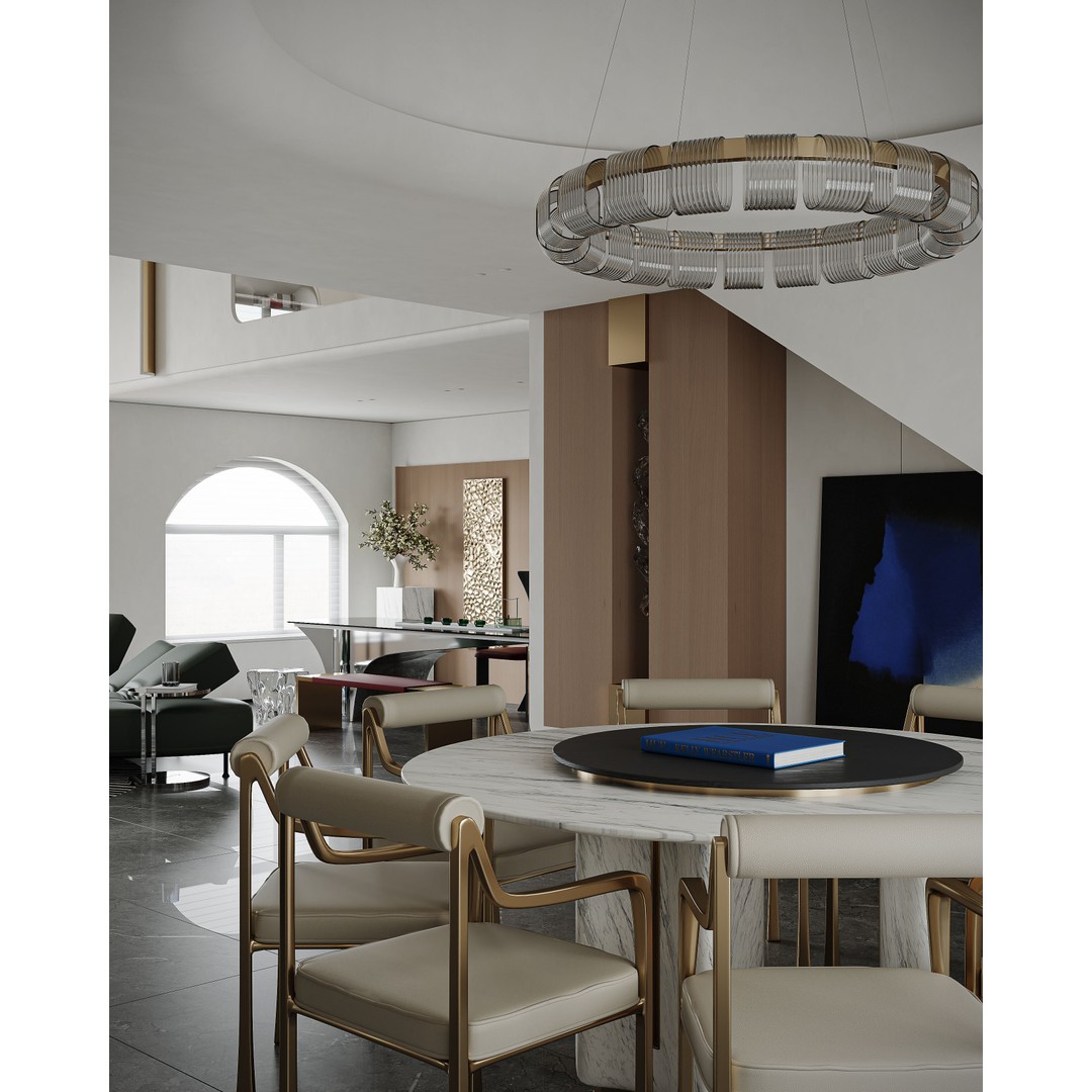 Modern Living Room 3D Model – Luxurious Interior Scene, FBX - View 8