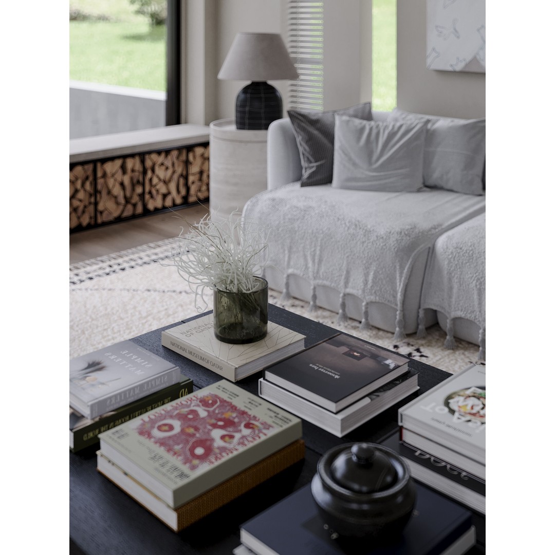 Villa Interior Scenes 3D Model – Luxurious Living Room, FBX, Game-Ready