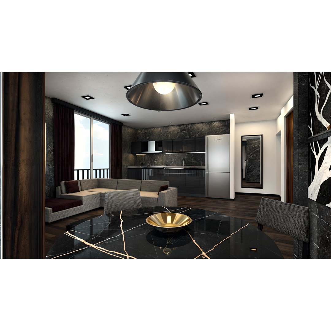 Modern Apartment 3D Model – Low Poly Interior Design, FBX & OBJ - View 4
