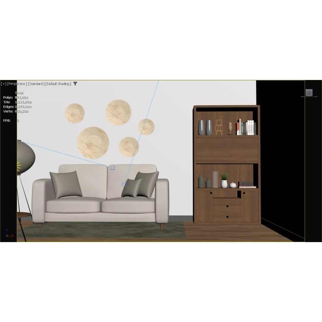Modern Living Room 3D Model – Contemporary Archviz Scene, FBX