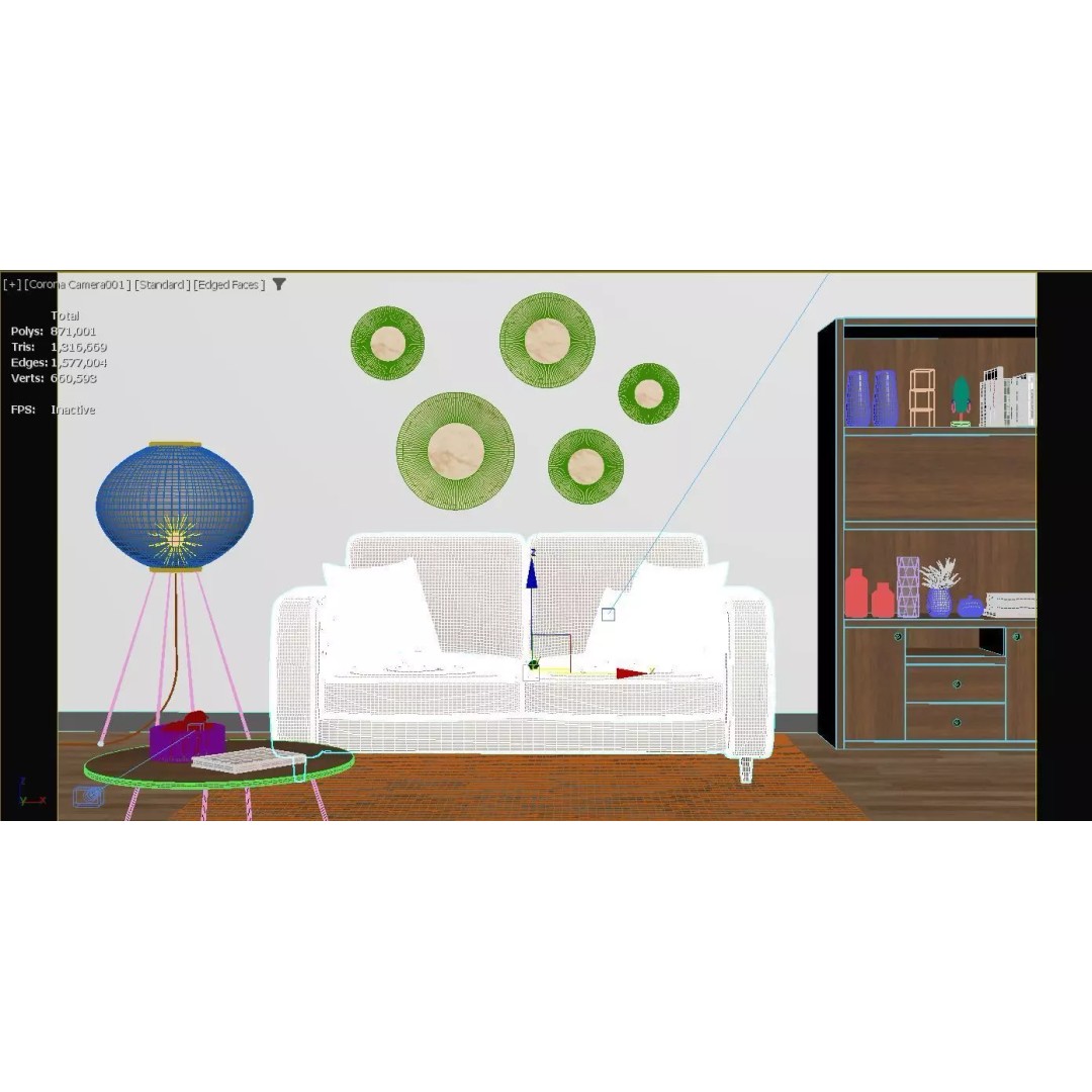 Modern Living Room 3D Model – Contemporary Archviz Scene, FBX - View 6