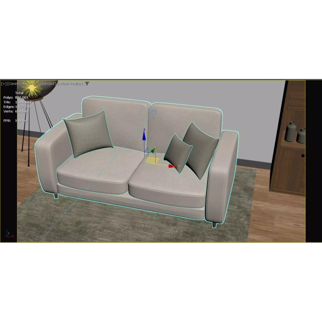 Modern Living Room 3D Model – Contemporary Archviz Scene, FBX - View 8