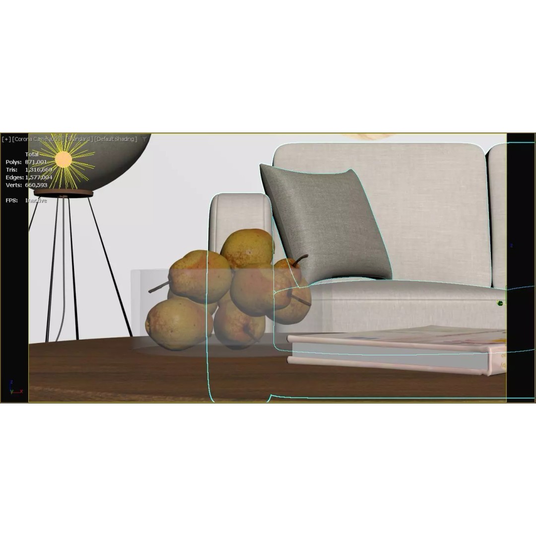 Modern Living Room 3D Model – Contemporary Archviz Scene, FBX - View 9