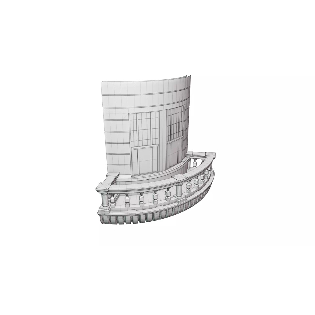 Building Architecture Element 3D Model – Low Poly Textured Base Mesh, FBX