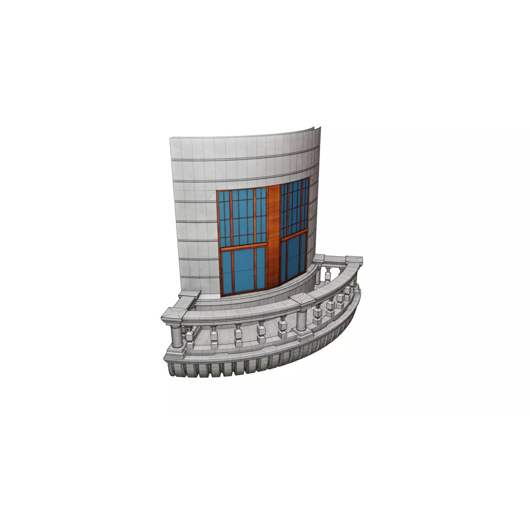 Building Architecture Element 3D Model – Low Poly Textured Base Mesh, FBX - View 10