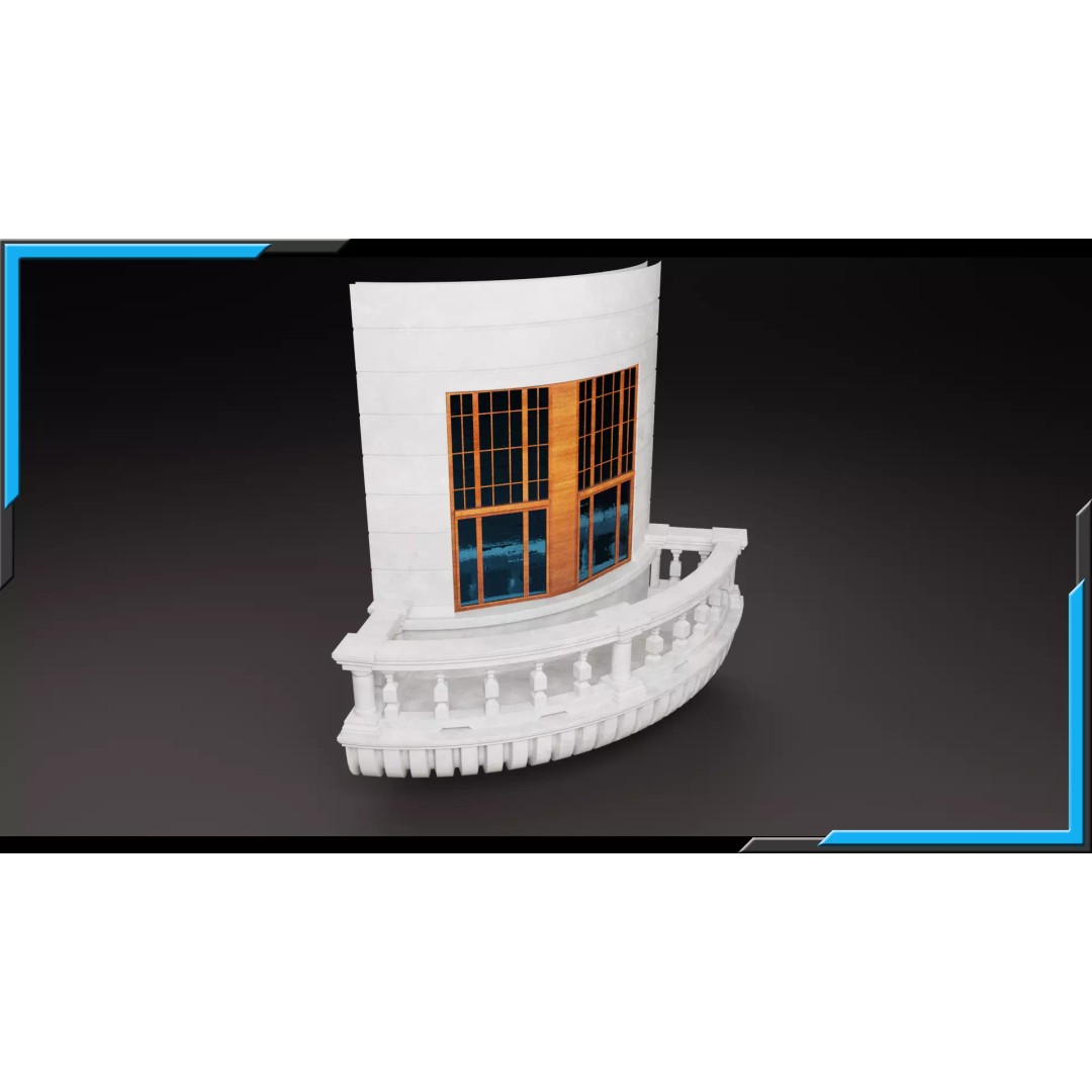 Building Architecture Element 3D Model – Low Poly Textured Base Mesh, FBX - View 2