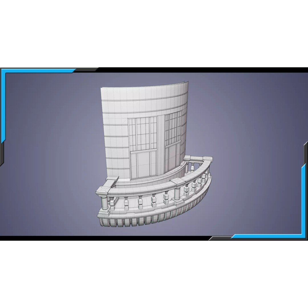Building Architecture Element 3D Model – Low Poly Textured Base Mesh, FBX - View 6