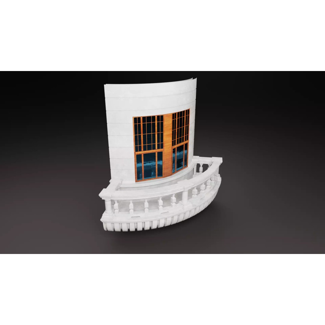 Building Architecture Element 3D Model – Low Poly Textured Base Mesh, FBX - View 7