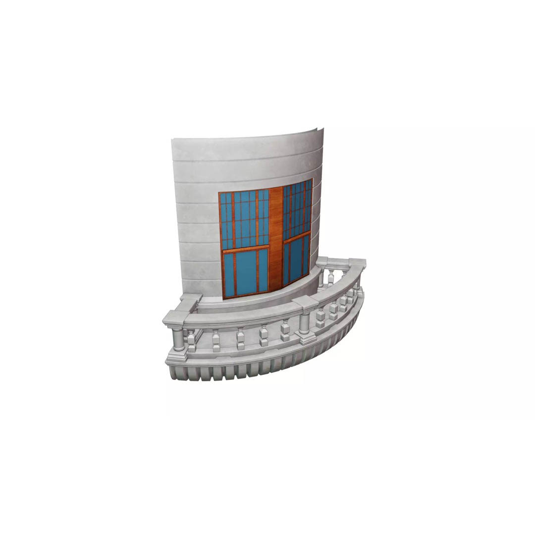 Building Architecture Element 3D Model – Low Poly Textured Base Mesh, FBX - View 9